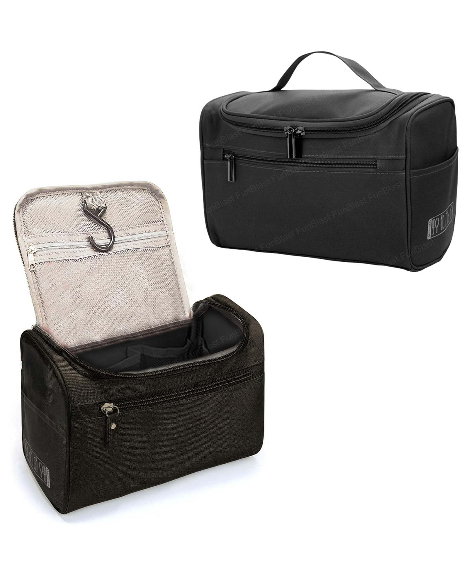 FunBlast Multipurpose Hanging Toiletry Kit Bag with Mesh Pockets for Men Women Black-image-3