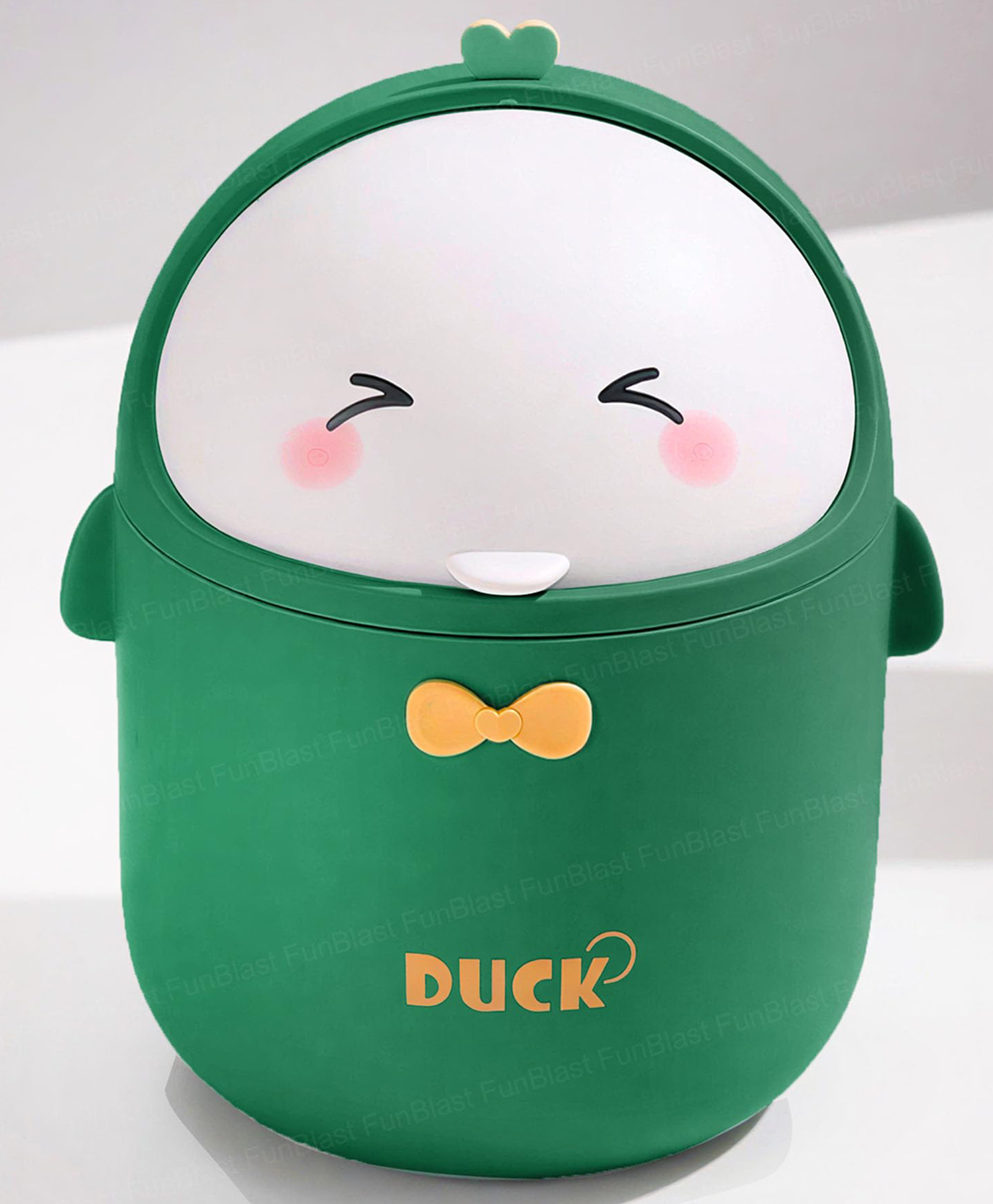 FunBlast Cute Duck Mini Table Dustbin with Swing Top Lid Pack of 1 (Green)-picture-16
