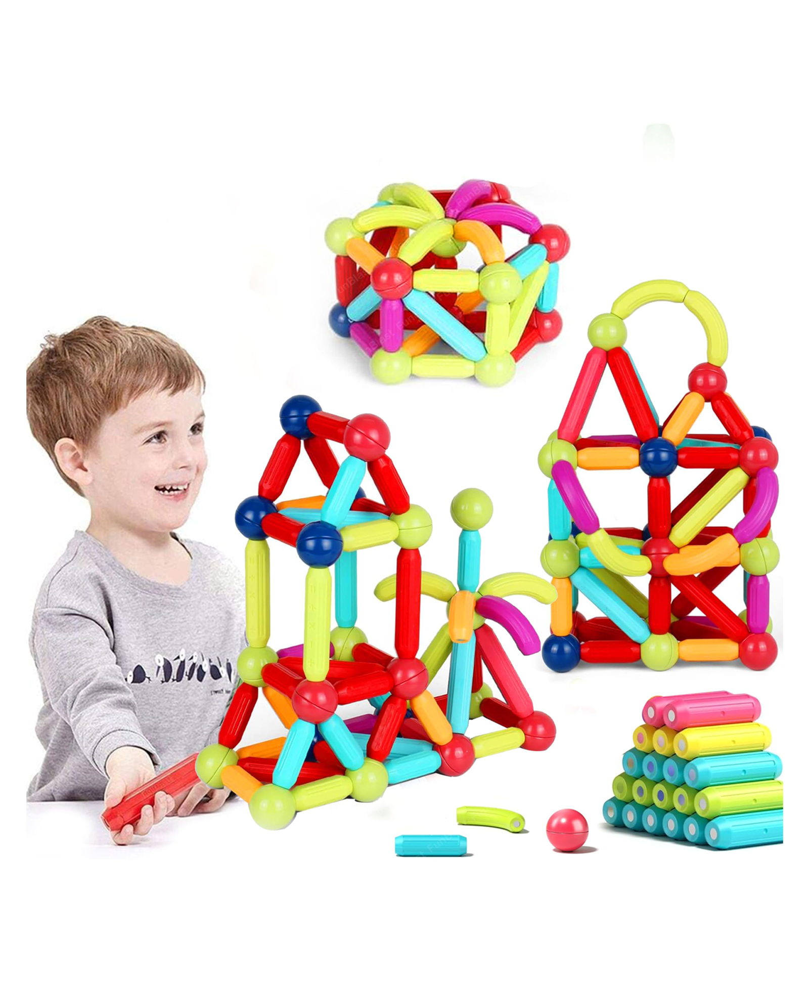 FunBlast Magnetic Sticks Building Blocks for Kid - Pack of 36 Pcs (Multicolor)-image-21