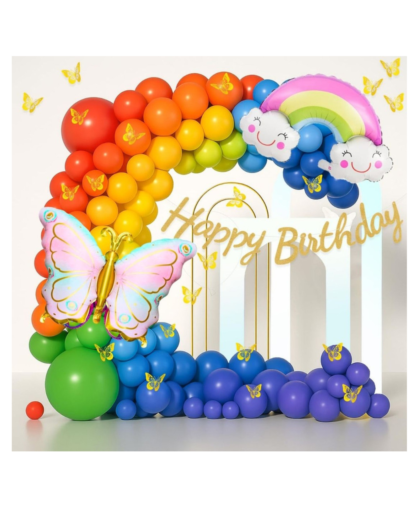 Puchku Butterfly Theme Birthday Decoration Kit Balloon for Birthday Decoration Kit with Butterfly & Rainbow Foil Balloon set of 77-image-36