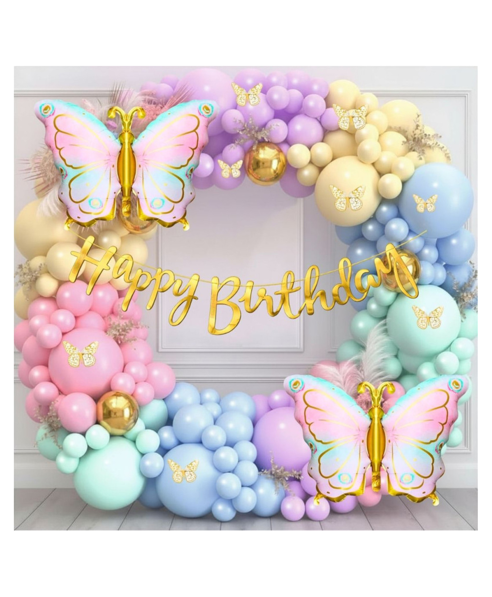 Puchku Butterfly Theme Birthday Decorations with Pastel Balloons for Decoration, Foil Balloons for Decor, Butterfly Stickers for Wall Decoration, Birthday Decoration Kit for Girls- 60 Pcs-image-38