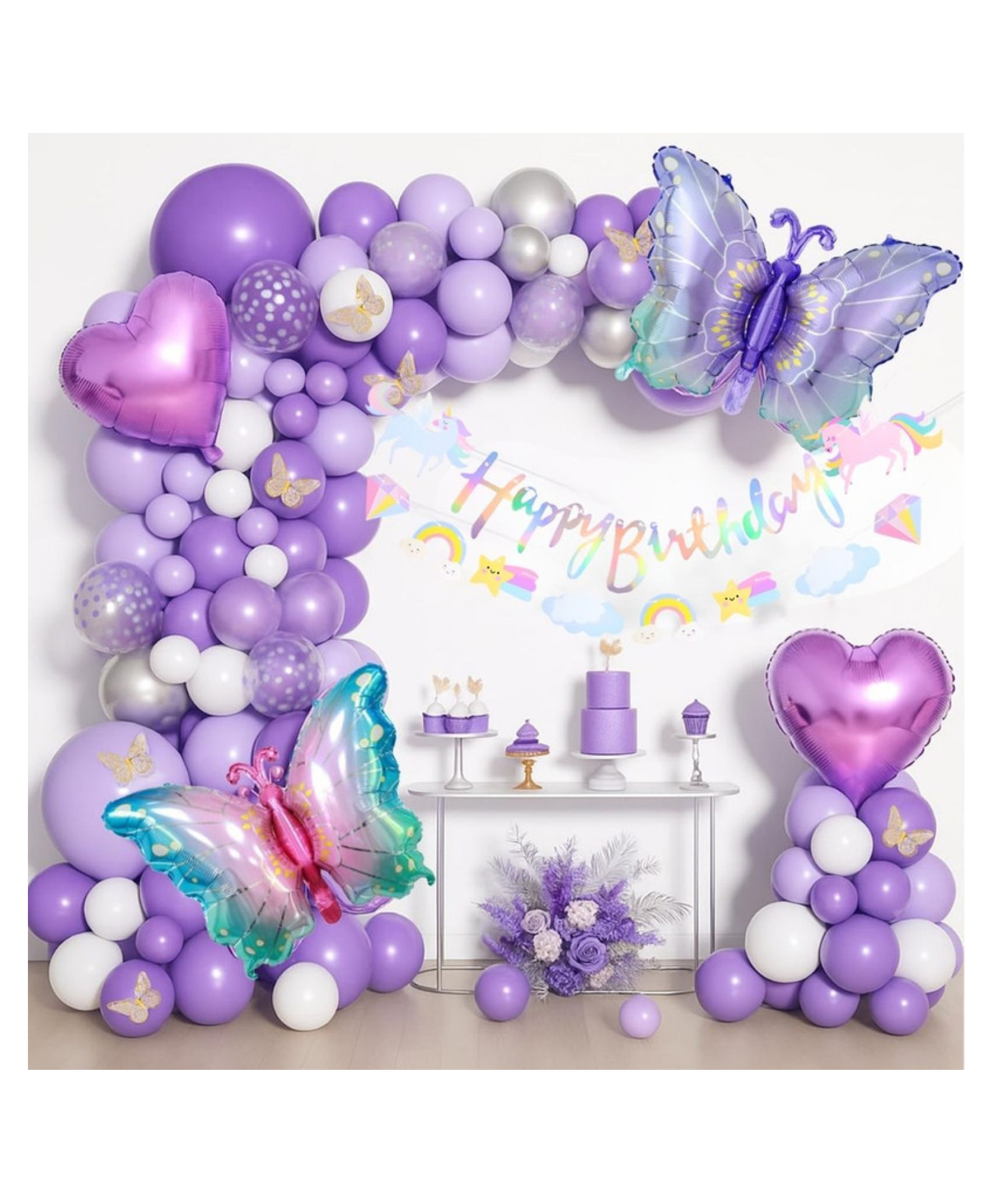 Puchku Butterfly Theme Birthday Decoration Items Combo Kit for Girls Party Decor Set of 63 Pcs | Butterfly Birthday Theme Decoration | Bday Party Decorative Items for Kids-image-39