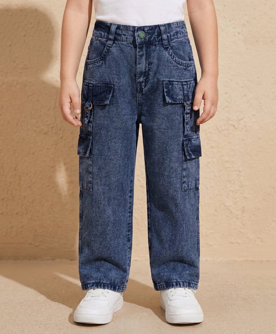 Rikidoos Denim Woven Full Length Cargo Jeans - Blue-picture-35