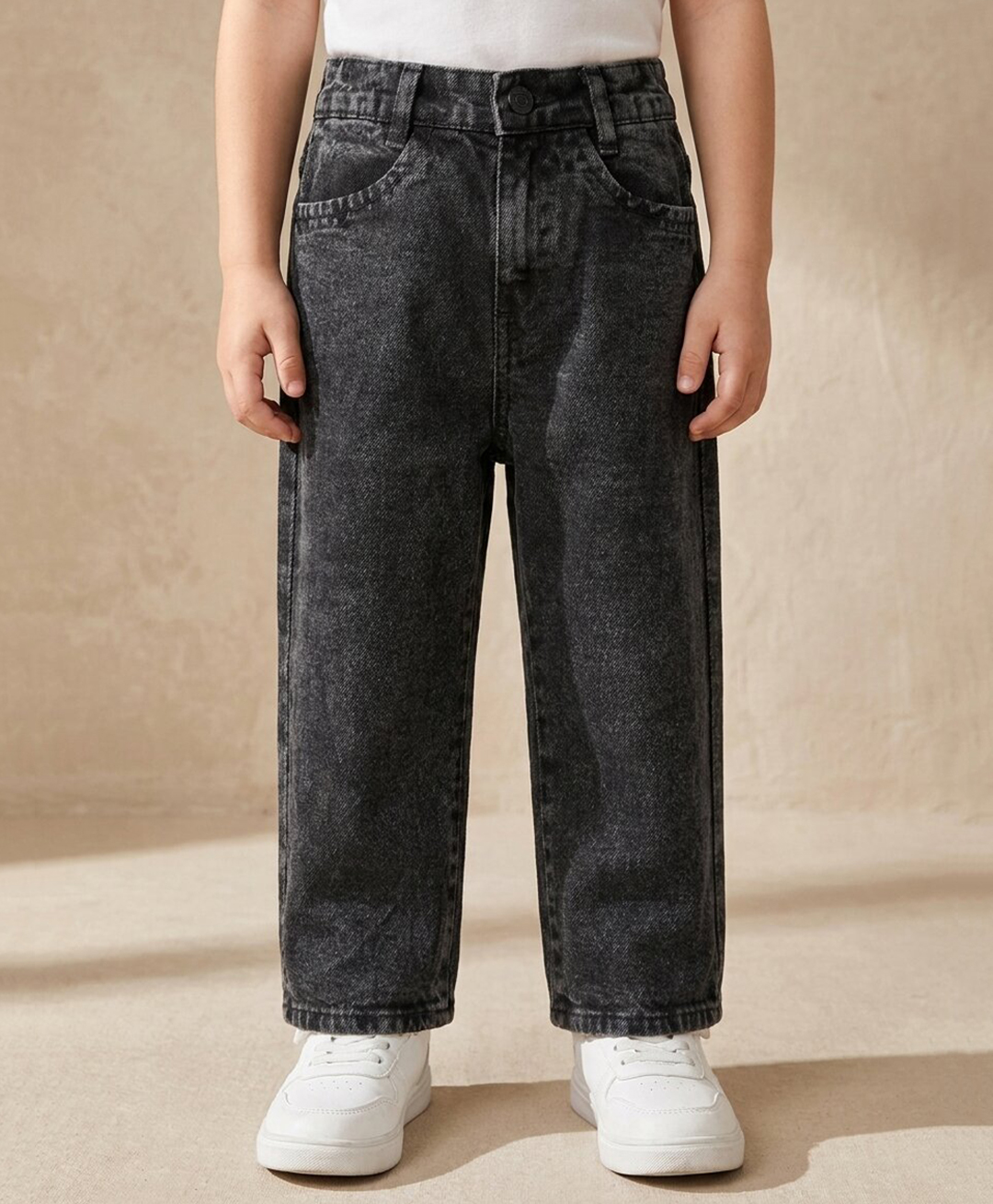 Rikidoos Denim Woven Full Length Washed Jeans - Grey-image-4