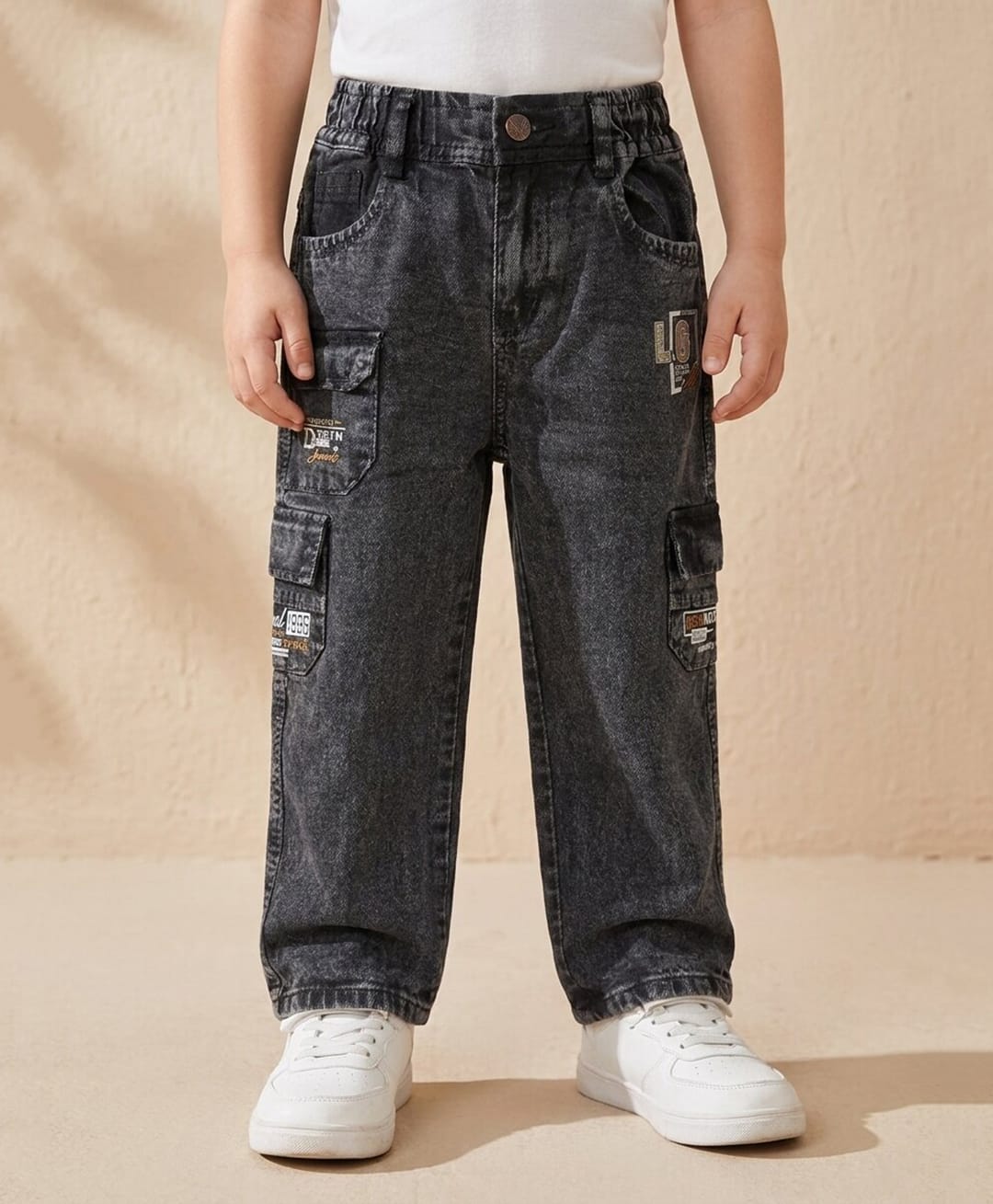 Rikidoos Denim Woven Full Length Cargo Jeans - Charcoal Grey-picture-13