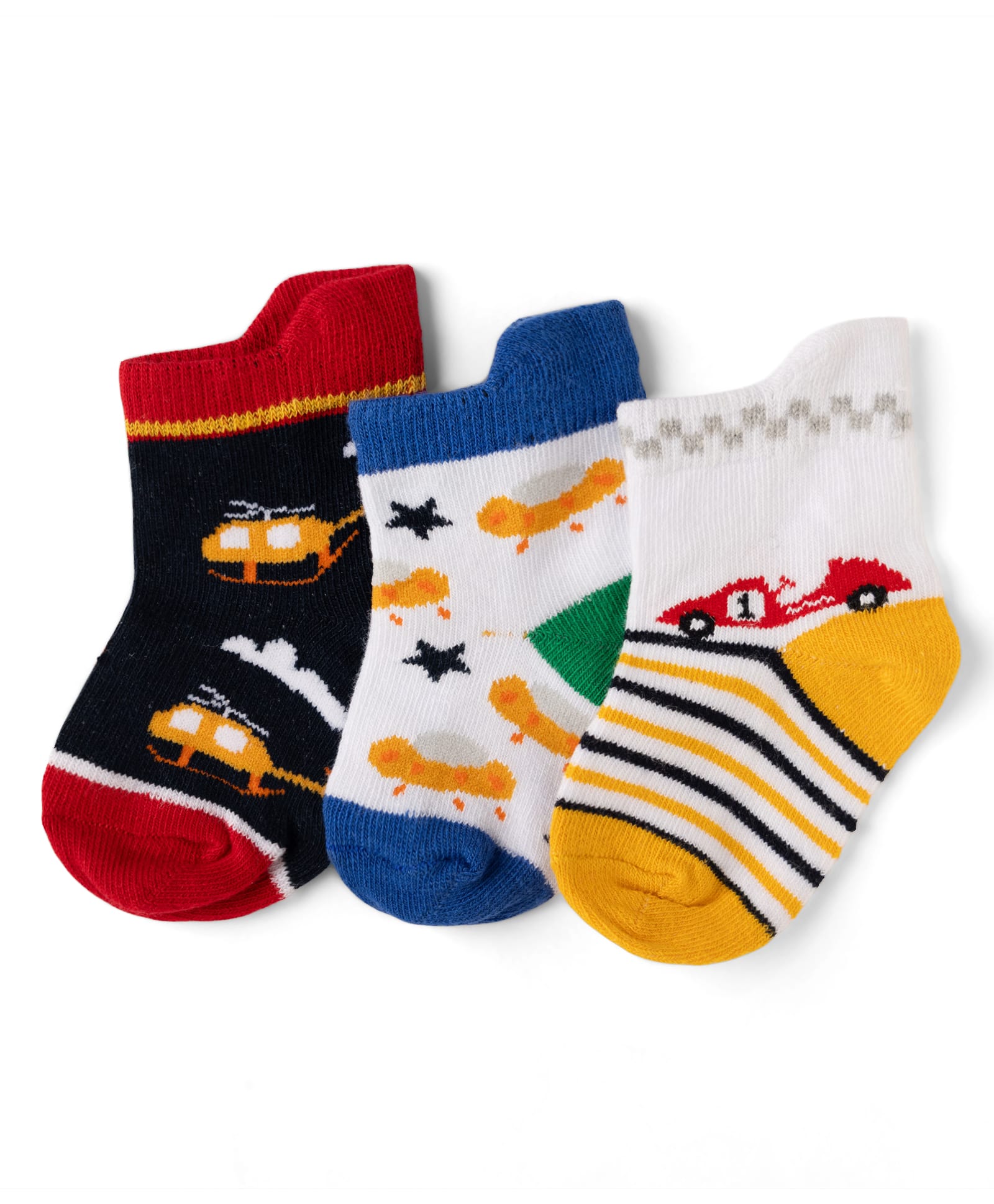 Cute Walk by Babyhug Cotton Knit Anti-bacterial Anti-skid Ankle Length Striped Socks With Animal & Star Design Pack of 3 - Red, Yellow & White-picture-28