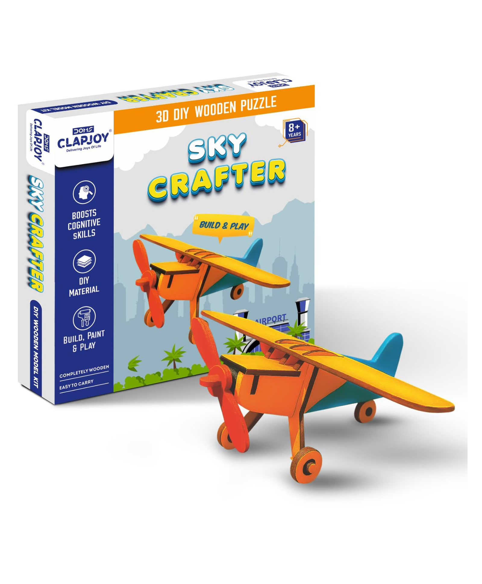CLAPJOY Sky Crafter 3D DIY Wooden Puzzle, Build and Play Airplane Model, Boosts Cognitive Skills-picture-11