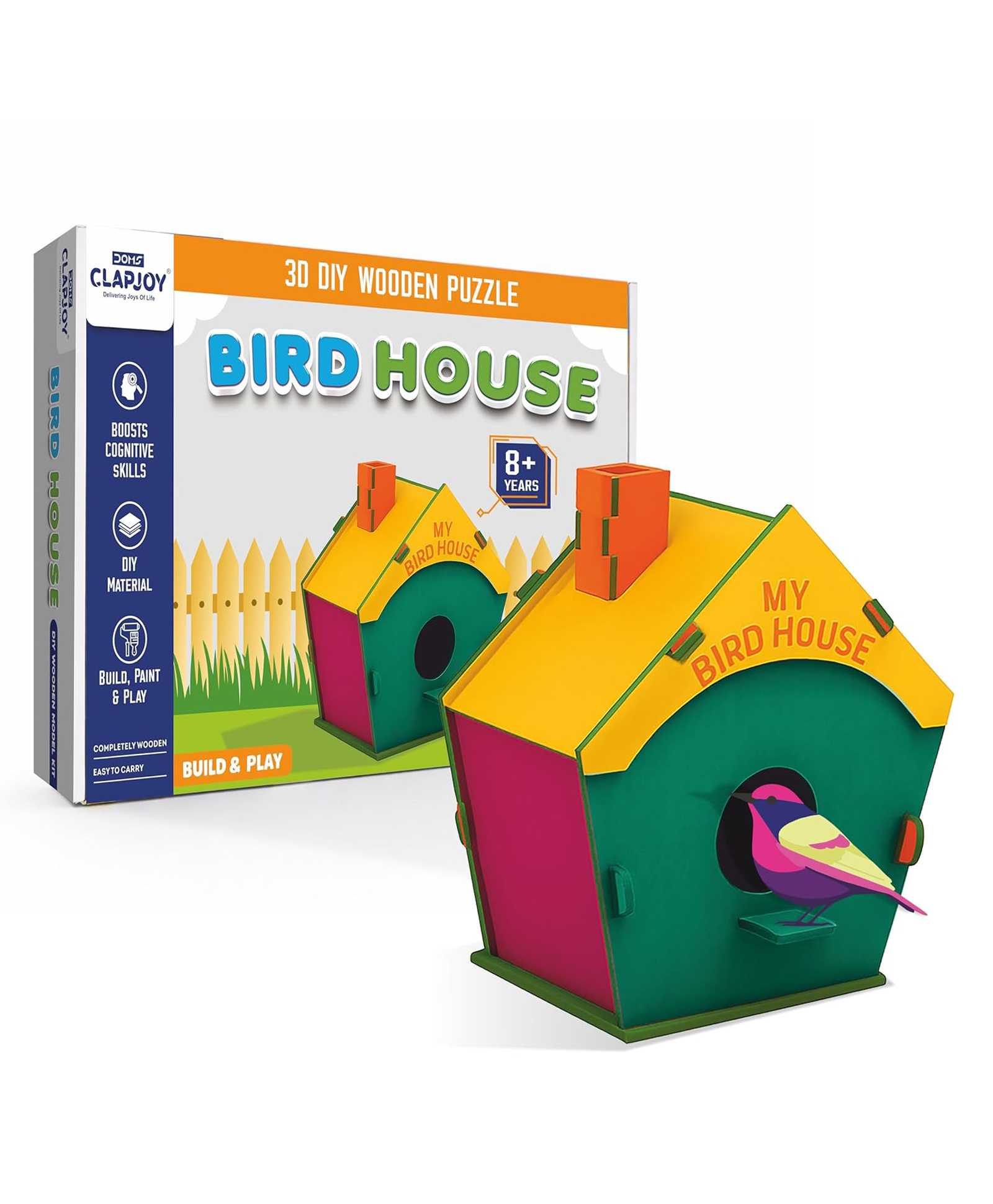 Clapjoy Bird House 3D DIY Wooden Puzzle, Build and Play for Ages 8+ years-image-5