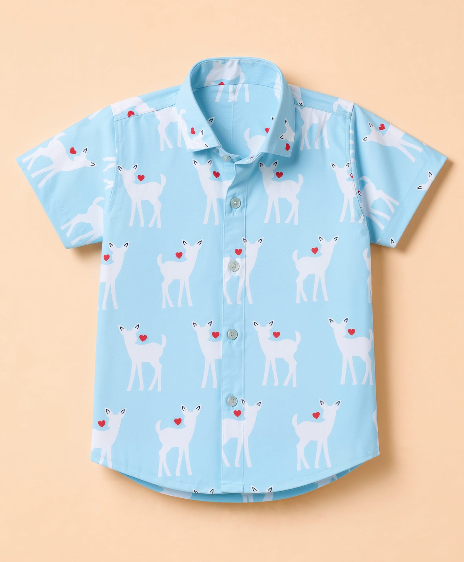 Dapper Dudes Cotton Woven Shirt with Half Sleeves and Deer Print - Light Blue-image-11