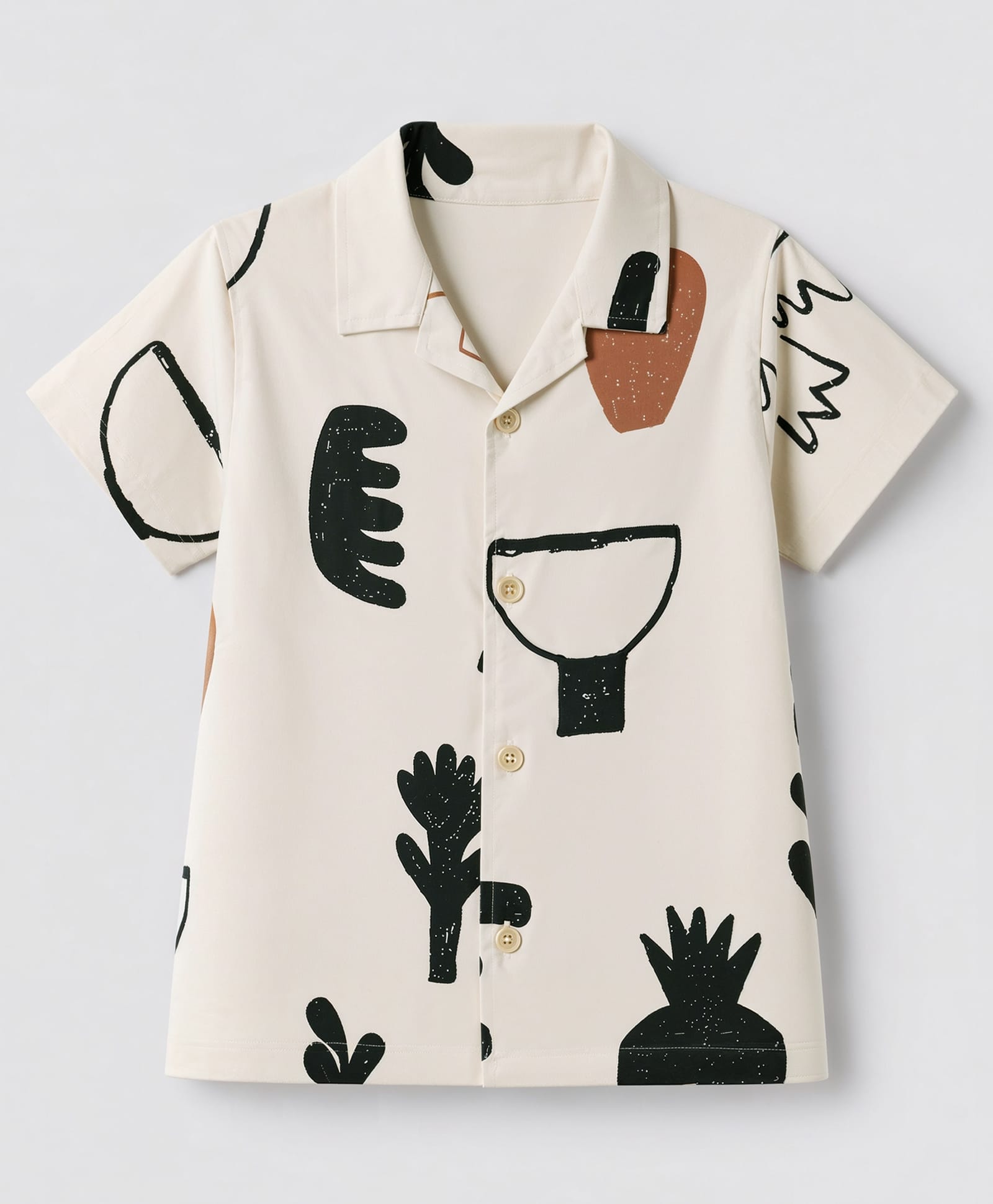 Dapper Dudes Cotton Woven Printed Shirt with Half Sleeves and Abstract Print - Cream-picture-34