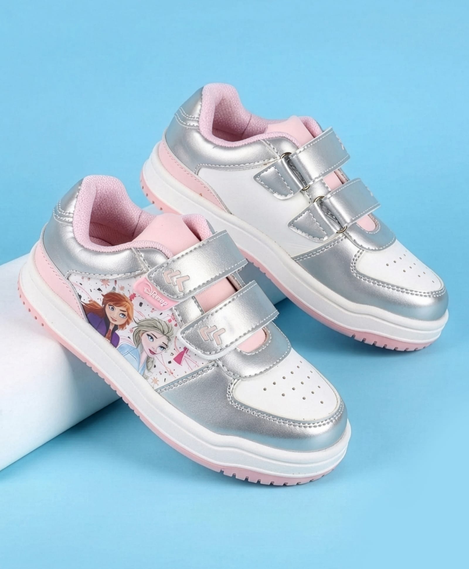 Pine Kids Disney Velcro Closure Casual Shoes With Disney Frozen Princesses Graphic - Silver-image-49