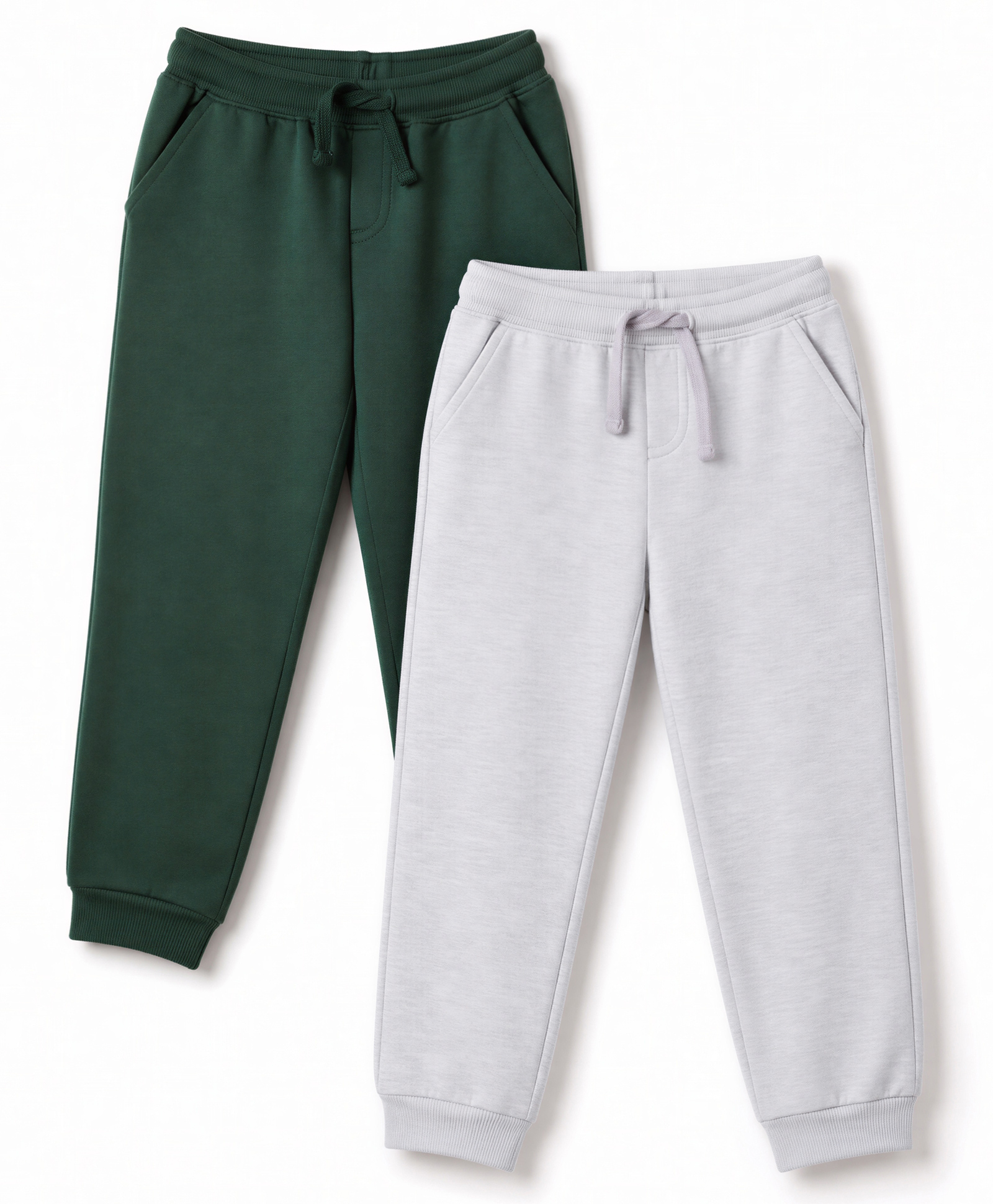 Honeyhap 100% Cotton Terry Knit Lounge & Track Pants with Bio Finish Pack of 2 - Green & Grey-picture-20