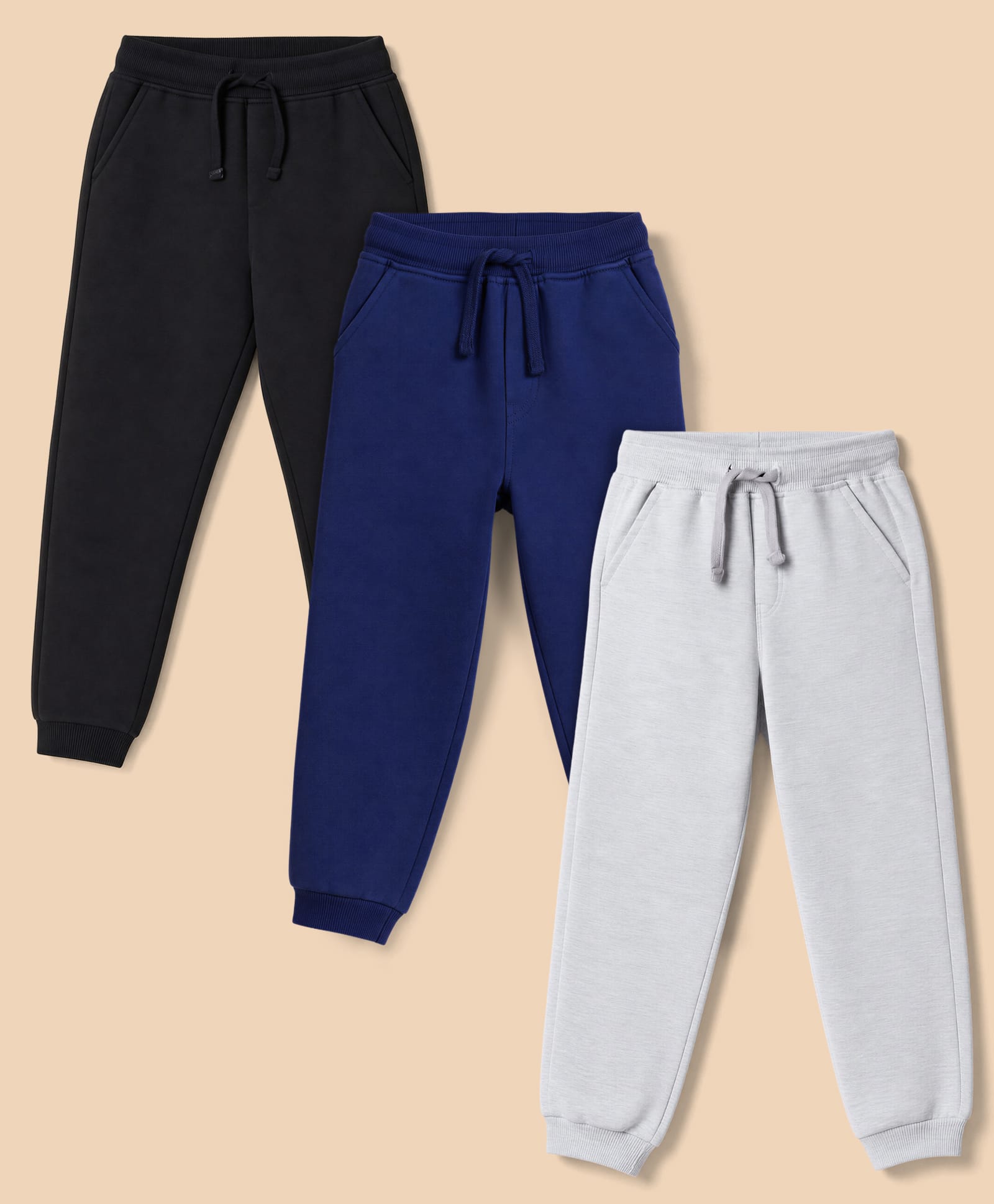Honeyhap 100% Cotton Terry Knit Lounge & Track Pants with Bio Finish Pack of 3 - Black , Blue & Grey-picture-26