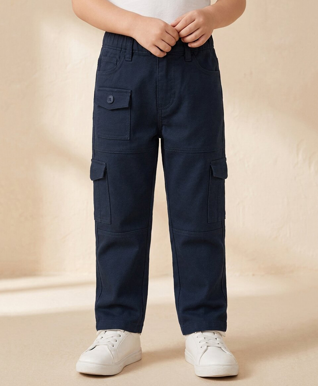 Rikidoos Cotton Woven Full Length Solid Color Jeans with Cargo Pockets - Navy Blue-picture-24