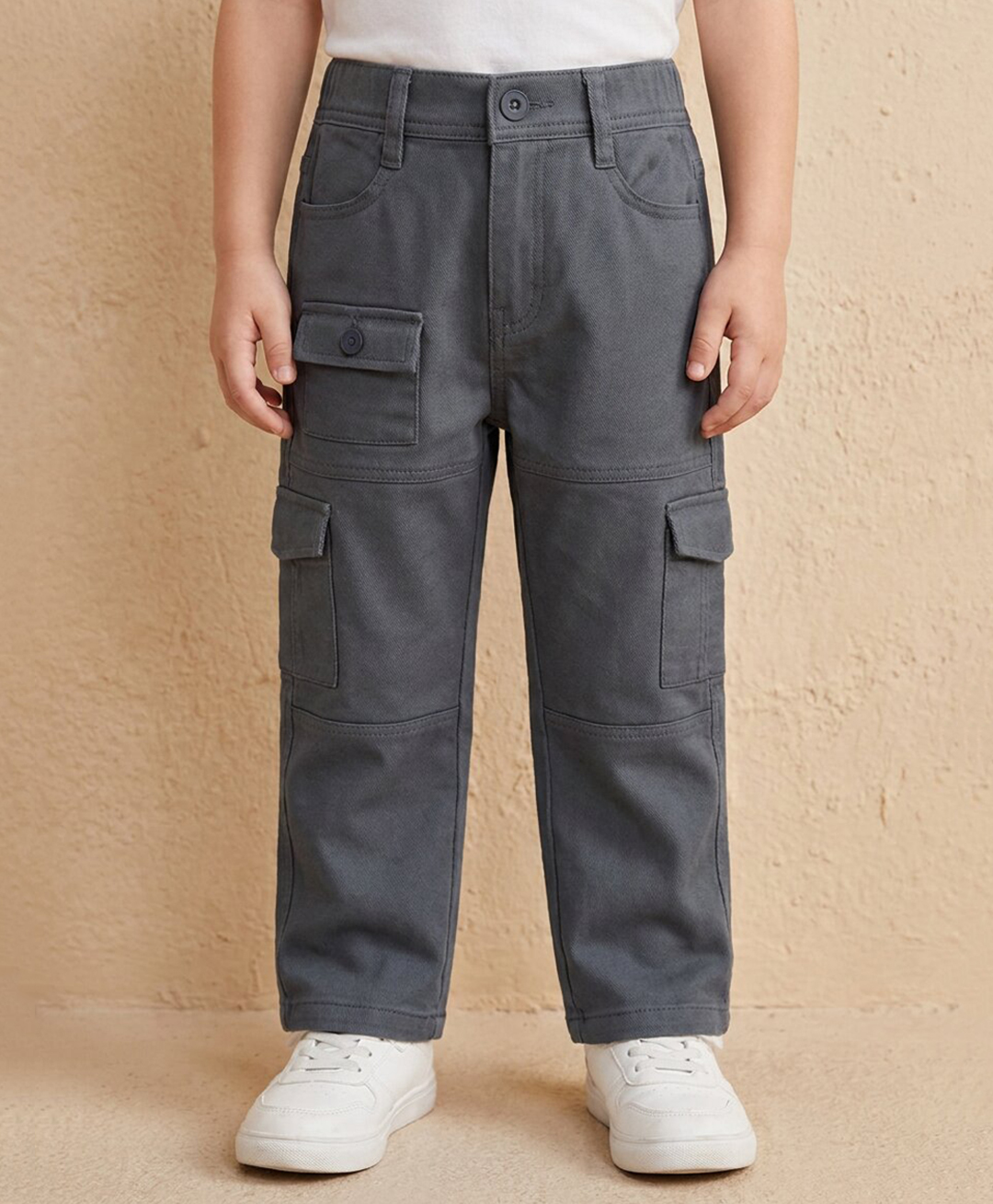 Rikidoos Cotton Woven Full Length Solid Color Jeans with Cargo Pockets - Blue-picture-16