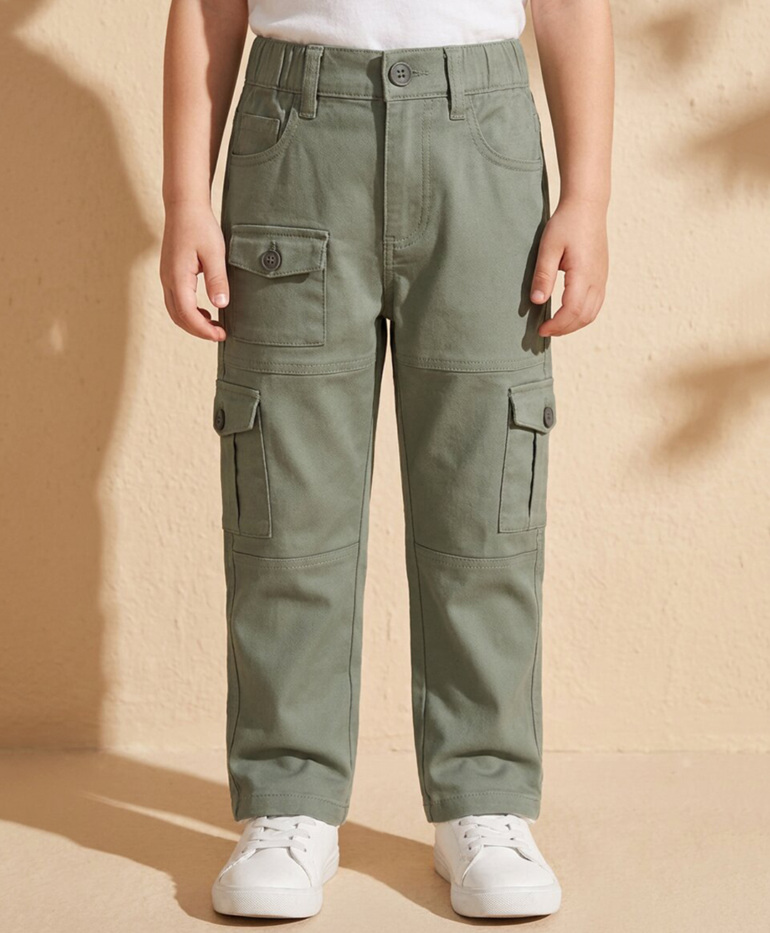 Rikidoos Cotton Woven Full Length Solid Color Jeans with Cargo Pockets - Grey-picture-38
