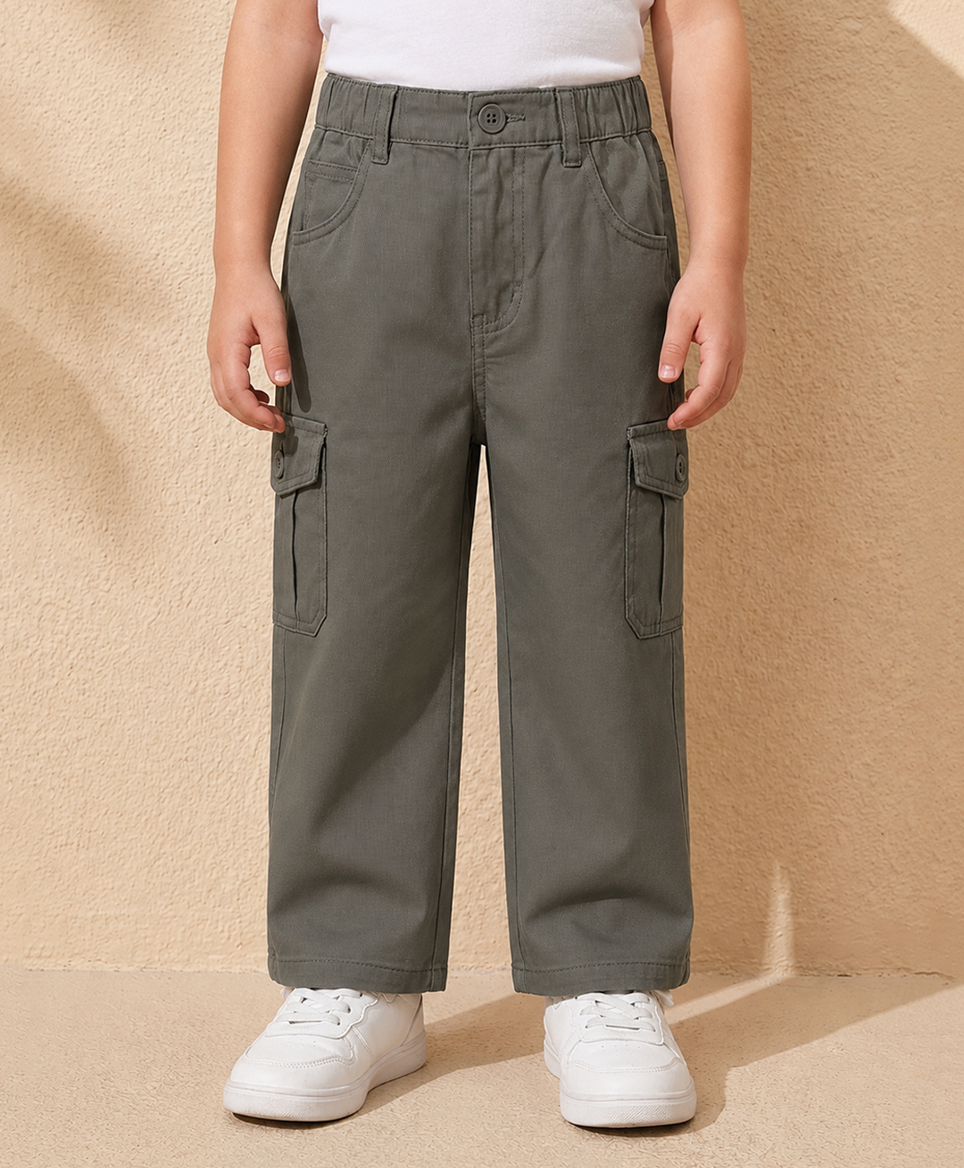 Rikidoos Cotton Woven Full Length Solid Color Jeans with Cargo Pockets - Grey-picture-13