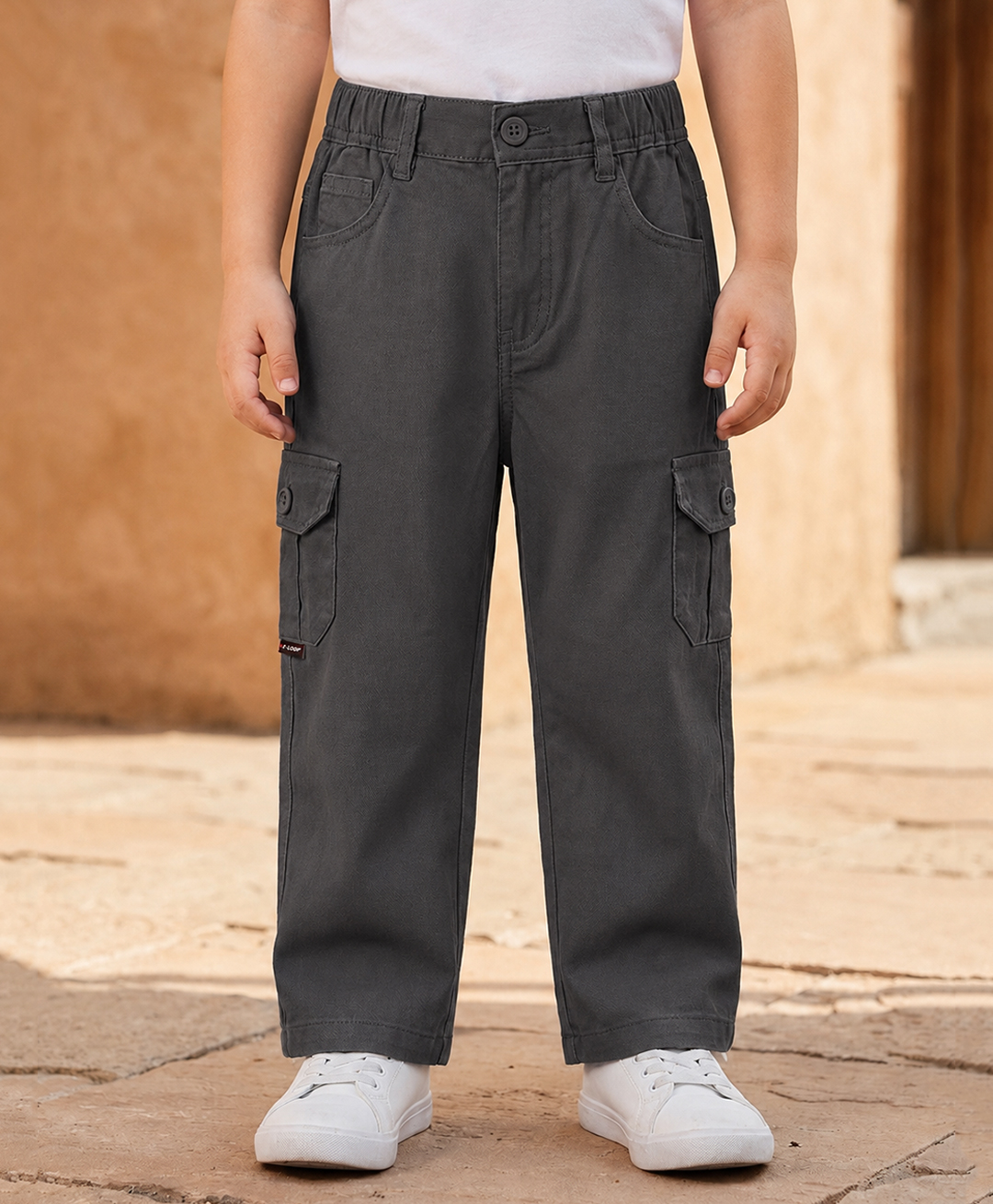 Rikidoos Cotton Woven Full Length Solid Color Jeans with Cargo Pockets - Charcoal Grey-picture-15