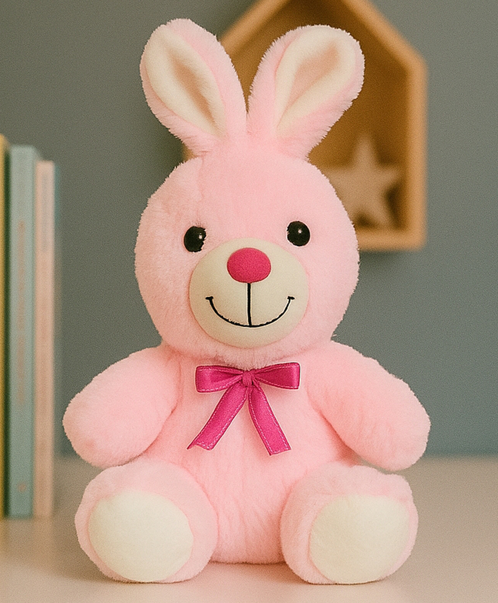 GoldenHub 20 cm Sitting Pink Rabbit Super Soft Premium Fabric Plush Bunny for Kids, Babies & Gift Cuddly & Safe Soft Toy-image-10
