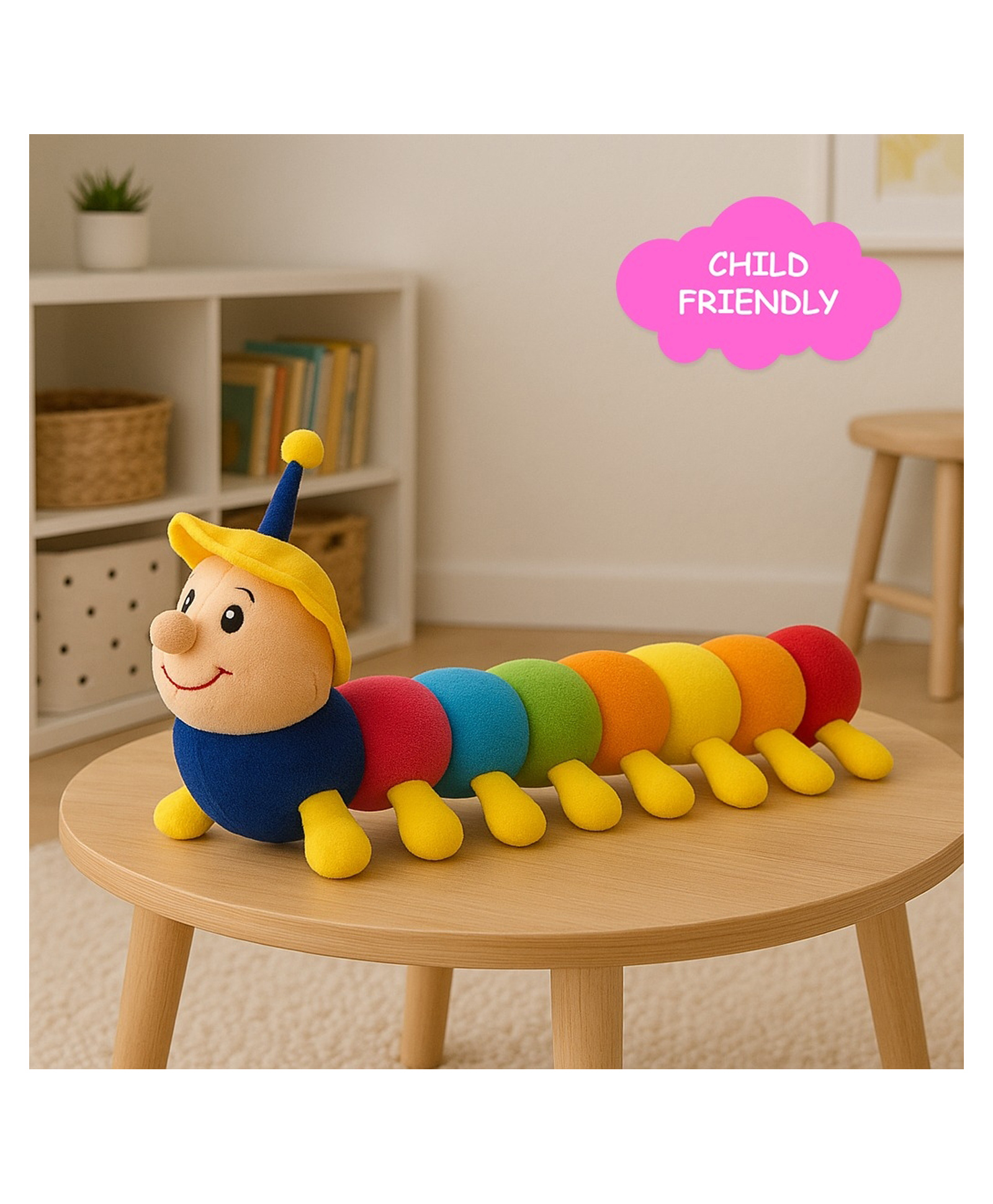 GOLDENHUB 55 cm Plush Caterpillar Soft Toy, Multicolour, Educational Baby Toy for Sensory Development| Huggable Stuffed Animal for Kids | Super Soft, Safe & Colourful | Ideal Gift for Boys & Girls-picture-2