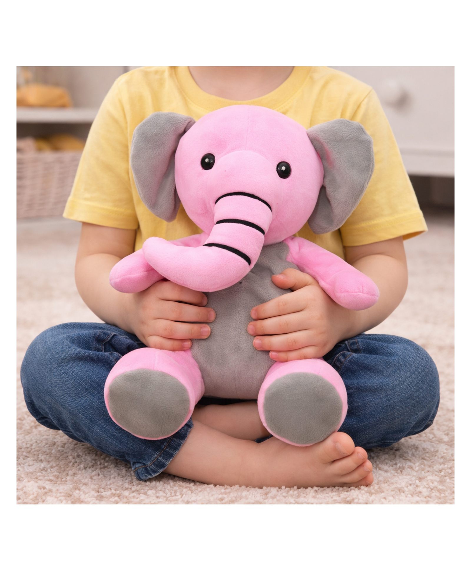 GoldenHub 20 cm Pink Sitting Elephant Soft Plush Toy Gift for Kids-picture-17