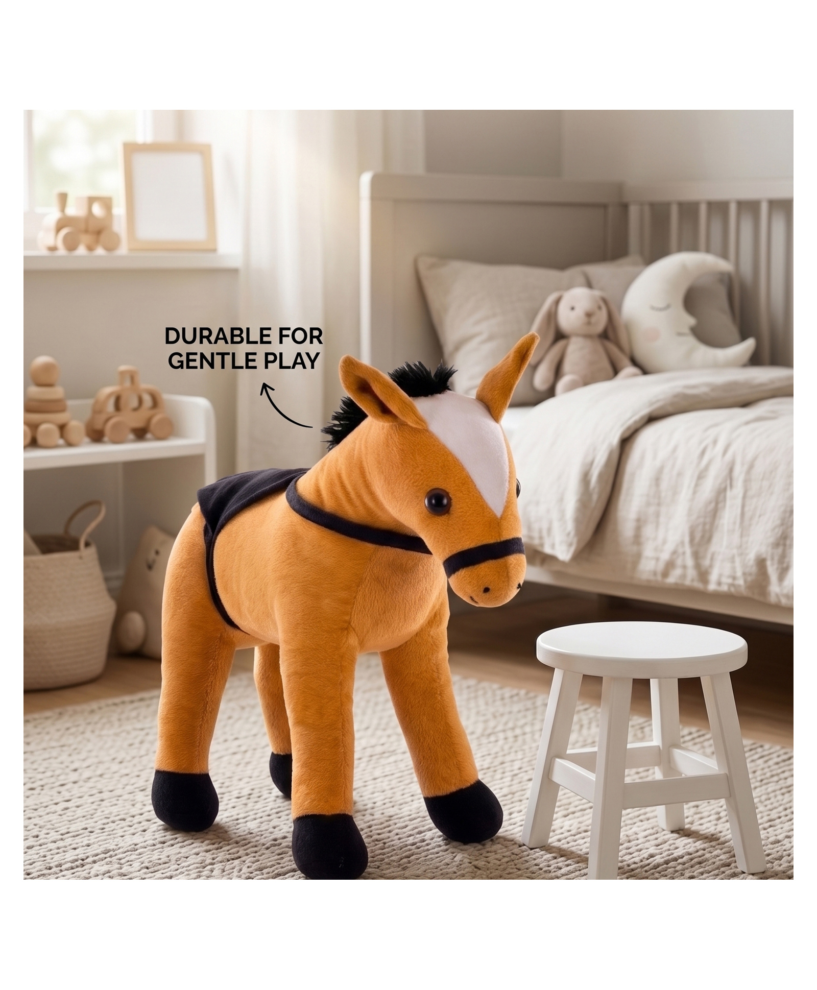 GoldenHub Plush Brown Horse Soft Toy, 40 cm, for Children and Horse Lovers-picture-30