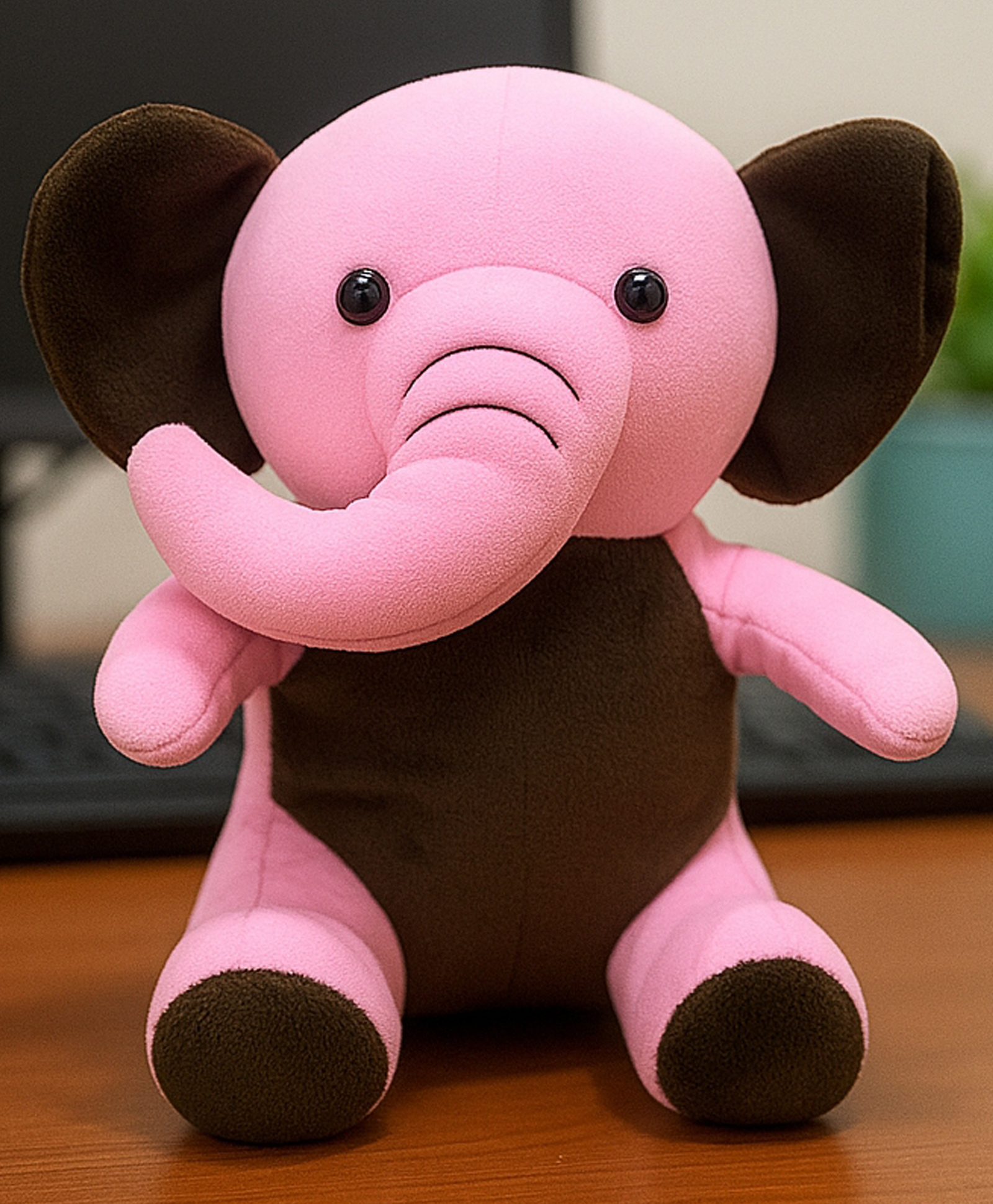 GoldenHub 25 cm Pink Sitting Elephant Soft Toy, Plush Fabric Gifts for Kids-picture-24