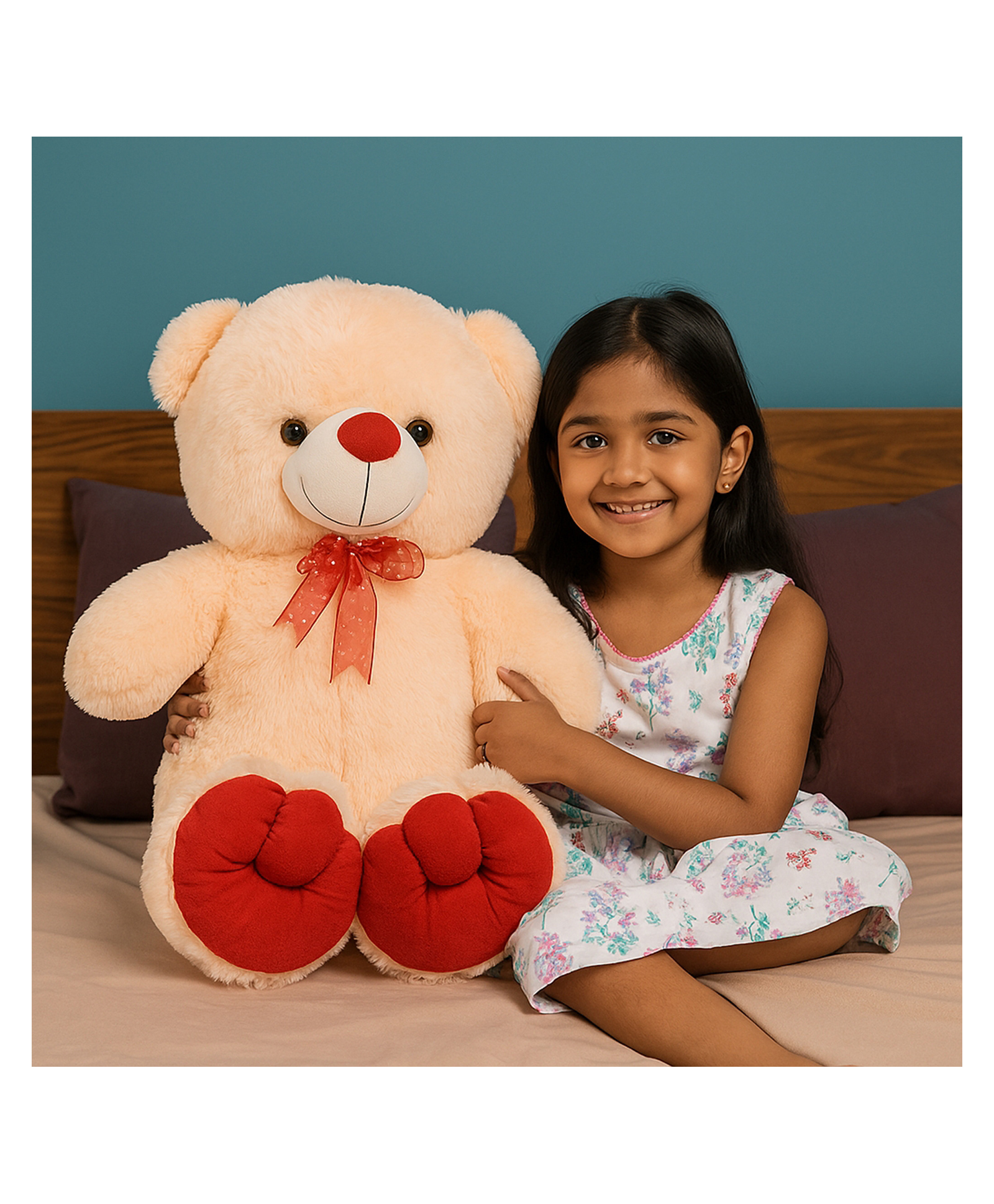 Goldenhub 60 cm Teddy Bear Standing Simple Butter, Soft Toys, Sweet Expression, Red Color Teddy Bear for Unisex Kinds, for Wedding, Perfect for Snuggles and Imaginative Play-image-12