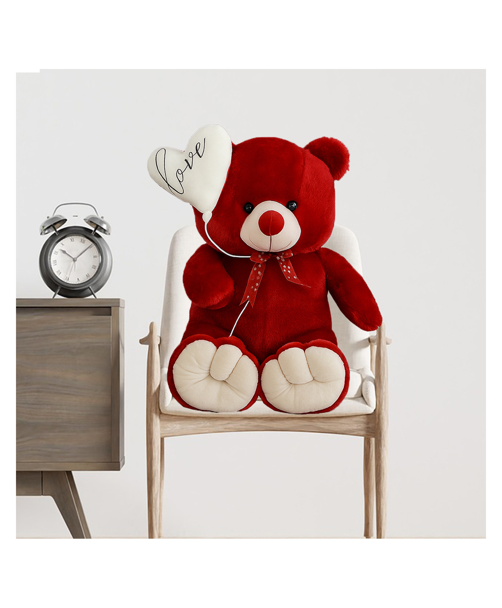 GOLDENHUB 60 cm Teddy Bear Standing Simple with Balloon -Red-picture-39