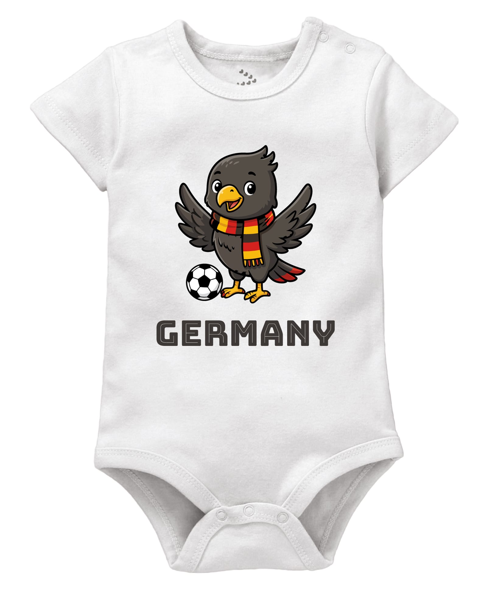 Zeezeezoo 100% Cotton Knit Football Theme Half Sleeves Bird & Germany Text Printed Onesie - White-picture-7