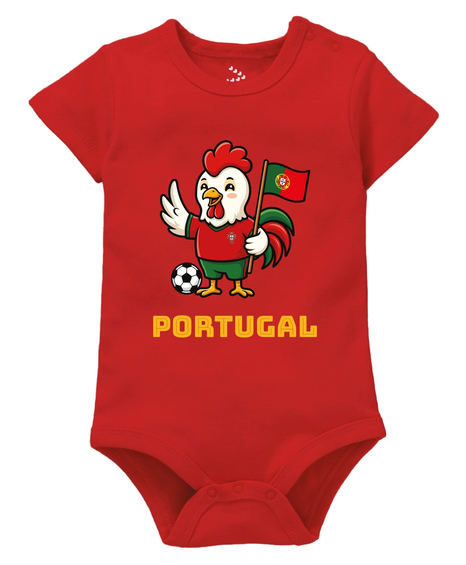 Zeezeezoo 100% Cotton Knit Football Theme Half Sleeves Rooster & Portugal Text Printed Onesie - Red-picture-11