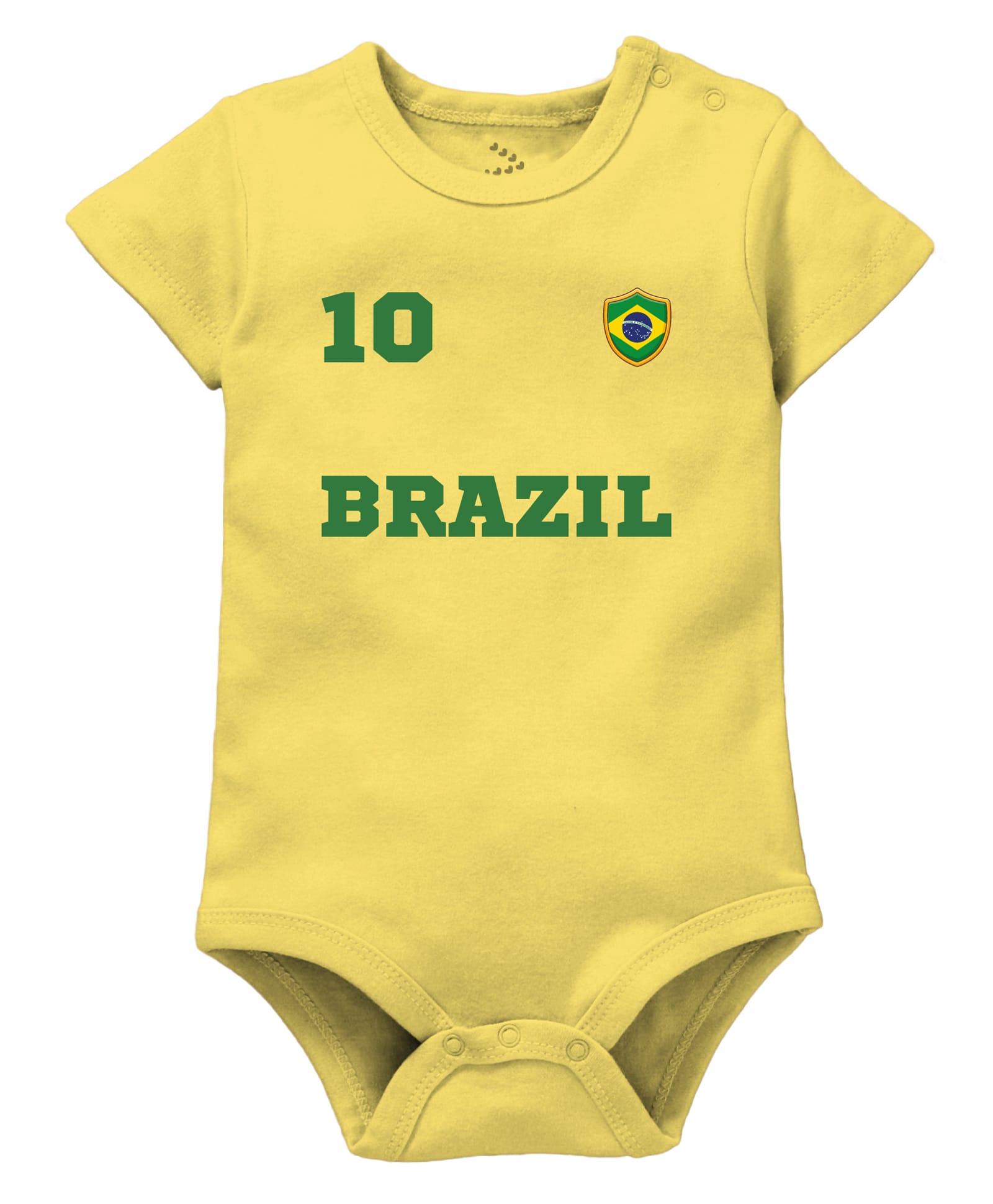 Zeezeezoo 100% Cotton Knit Football Theme Half Sleeves Brazil Text Printed Onesie - Yellow-image-0