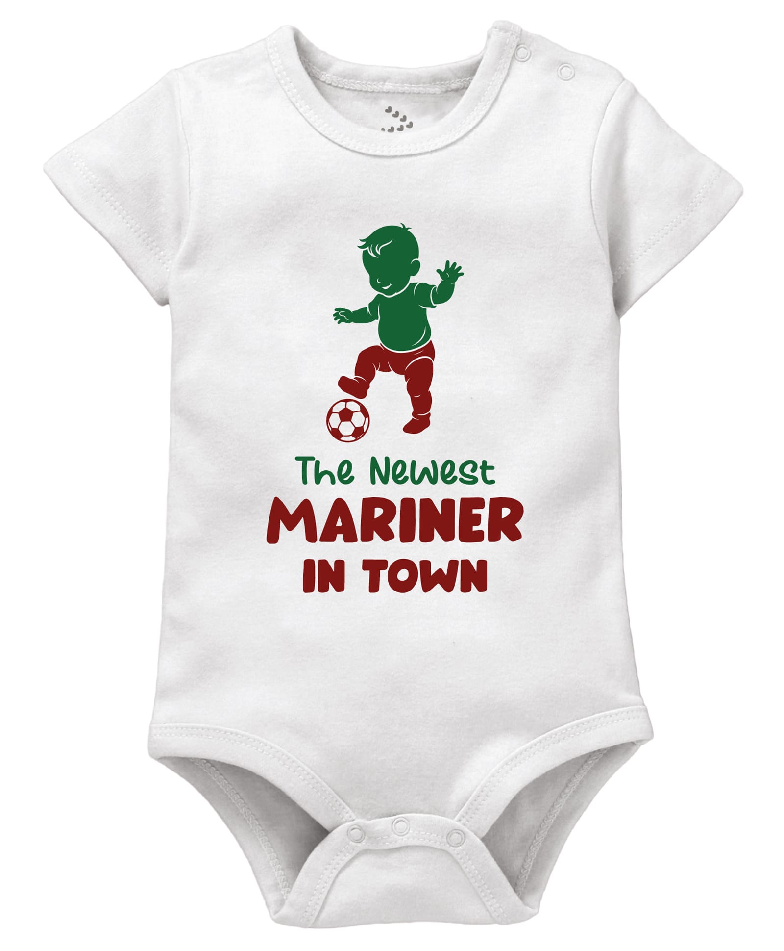 Zeezeezoo 100% Cotton Knit Football Theme Half Sleeves The Newest Mariner In Town Text Printed Onesie - White-picture-9