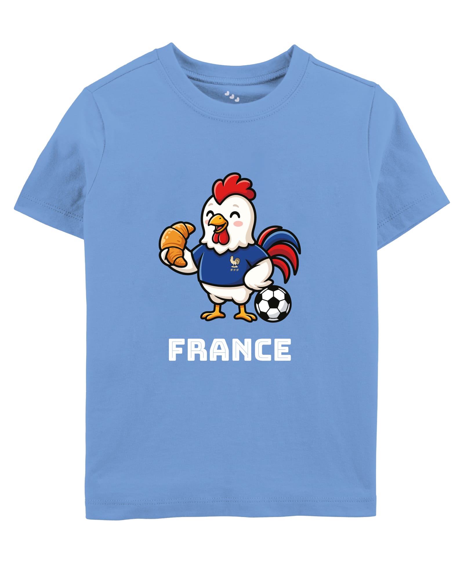 Zeezeezoo 100% Cotton Knit Football Theme Half Sleeves Rooster & France Text Printed Tee - Blue-image-46