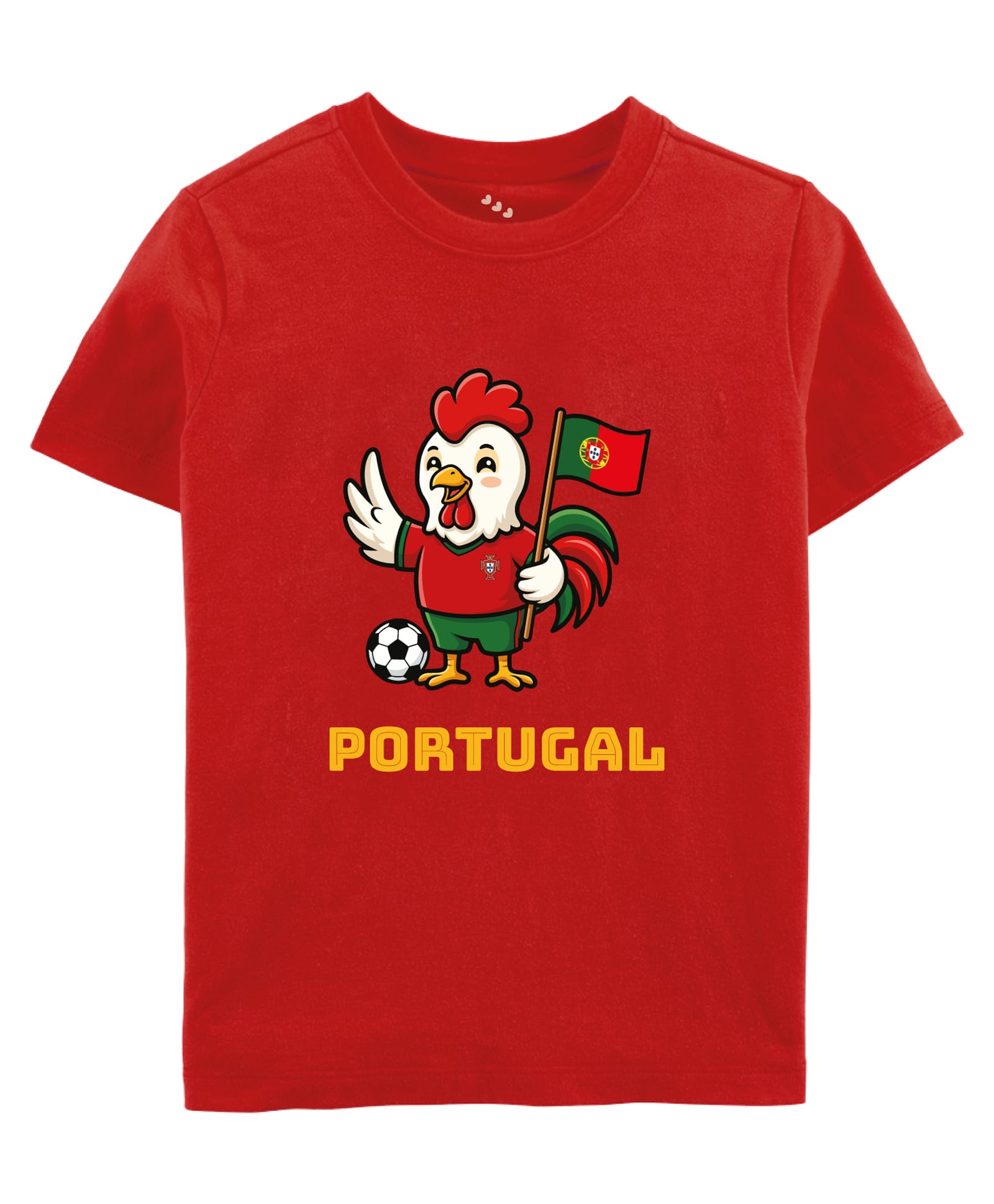 Zeezeezoo 100% Cotton Knit Football Theme Half Sleeves Rooster & Portugal Text Printed Tee - Red-picture-47