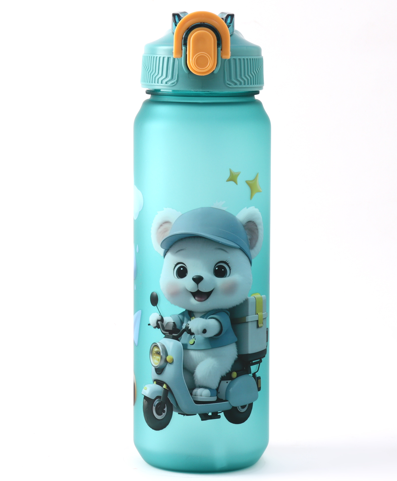 fab n funky Cartoon Print Water Bottle With Straw - 900 ml-picture-40