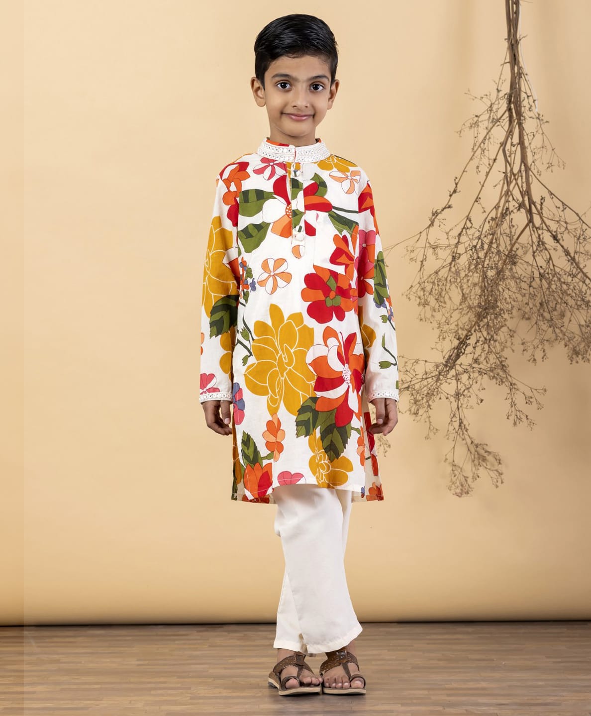 READIPRINT Cotton Woven Full Sleeves Floral Printed Kurta & Pyjama Set - Multi Colour-picture-19