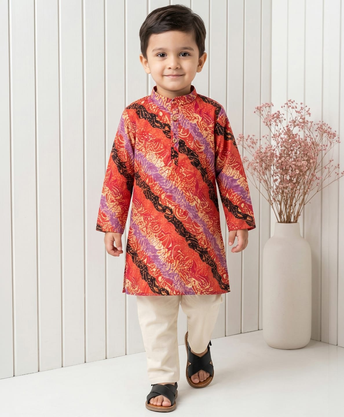 READIPRINT Cotton Woven Full Sleeves Abstract Printed Kurta & Pyjama Set - Multi Colour-image-16