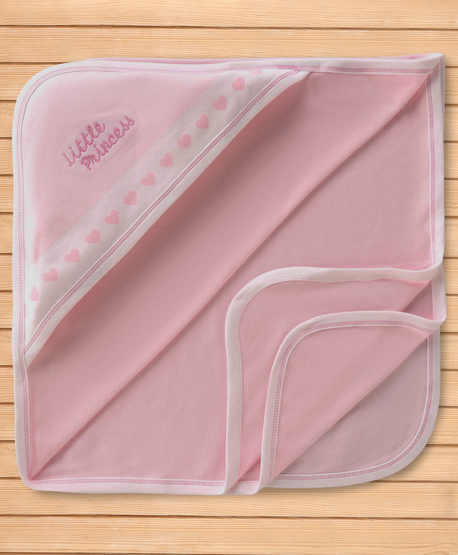 Pink Rabbit Interlock Knit Solid Towel & Wrappers With Star Print L 81 x B 75 cm - Pink-picture-23