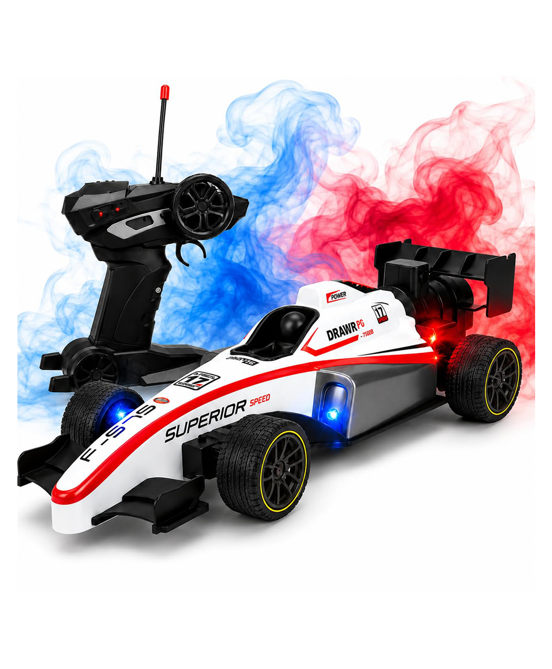 AKN TOYS RC Formula 1 Car with Smoke Effect ,High-Speed Remote Control Racing Car ,USB Rechargeable, LED Lights & Realistic Engine Sound- PACK OF - 1 -( COLOR MAY VARY )-picture-33