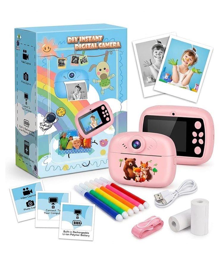 AKN TOYS Digital Camera Kids - 1080P HD Photo Video Camera with Thermal Print, Rechargeable Battery ,Kids Camera with Screen & Accessories- PACK OF - 1 -( COLOR MAY VARY )-image-1