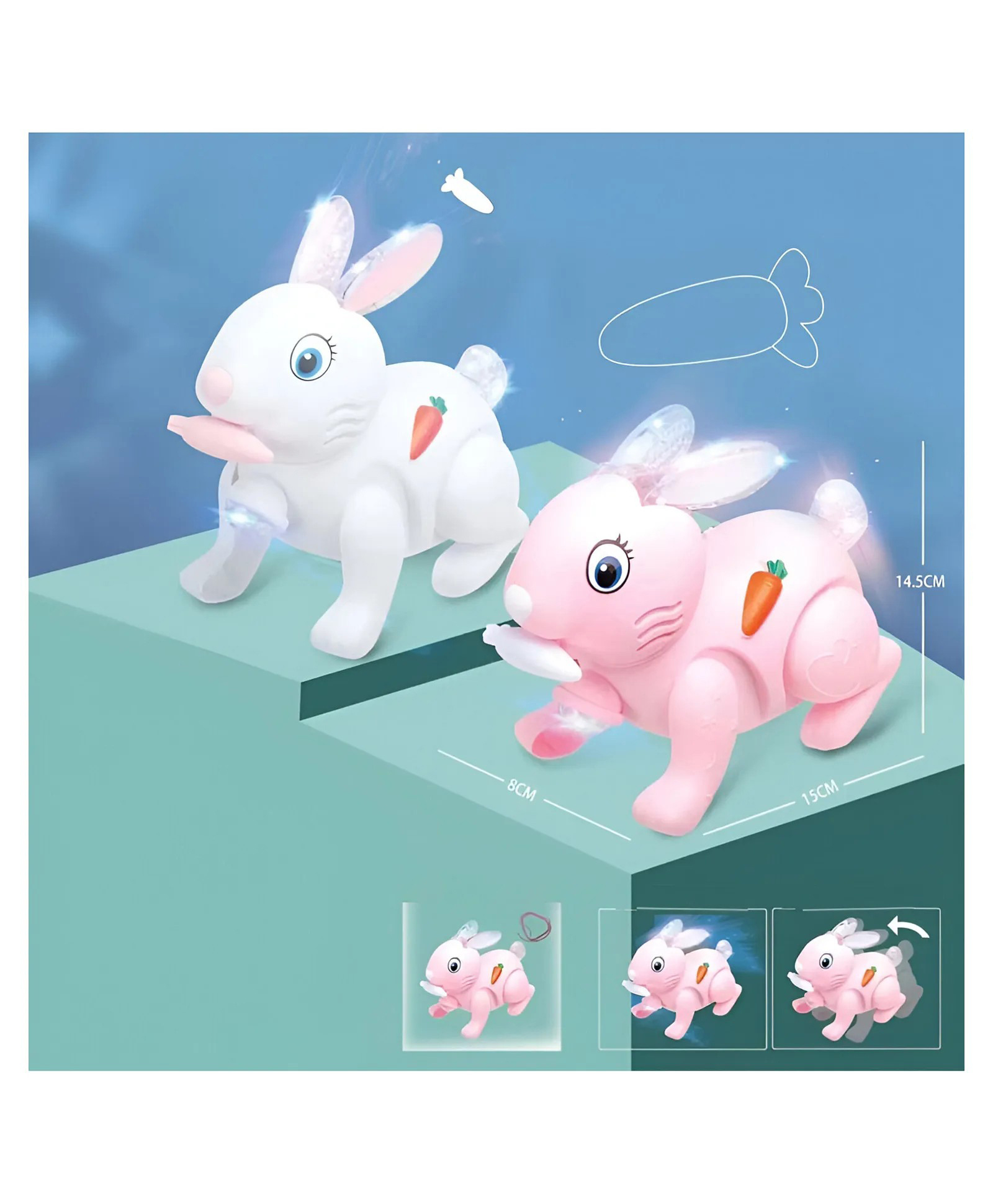 AKN TOYS Crawling Rabbit Toy 3D Lights and Music, Toys for Kids - PACK OF - 1 -( COLOR MAY VARY )-picture-42
