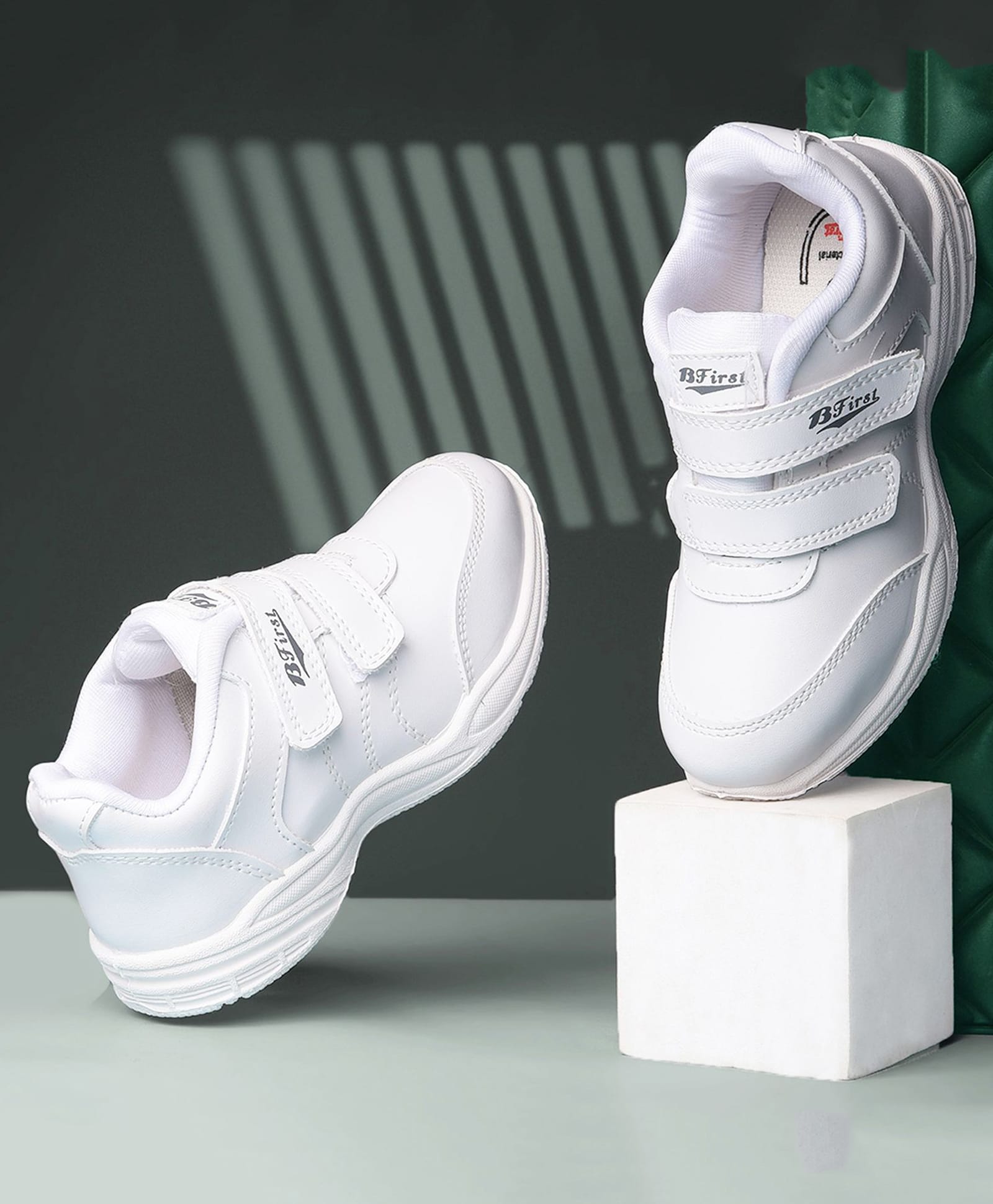 BATA CHARLIE E Solid Colour Velcro Closure Flat Shoes -White-image-22