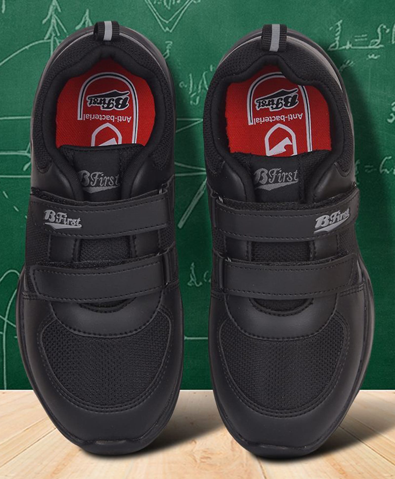 BATA KENT Solid Colour Velcro Closure Flat School Shoes -Black-picture-14