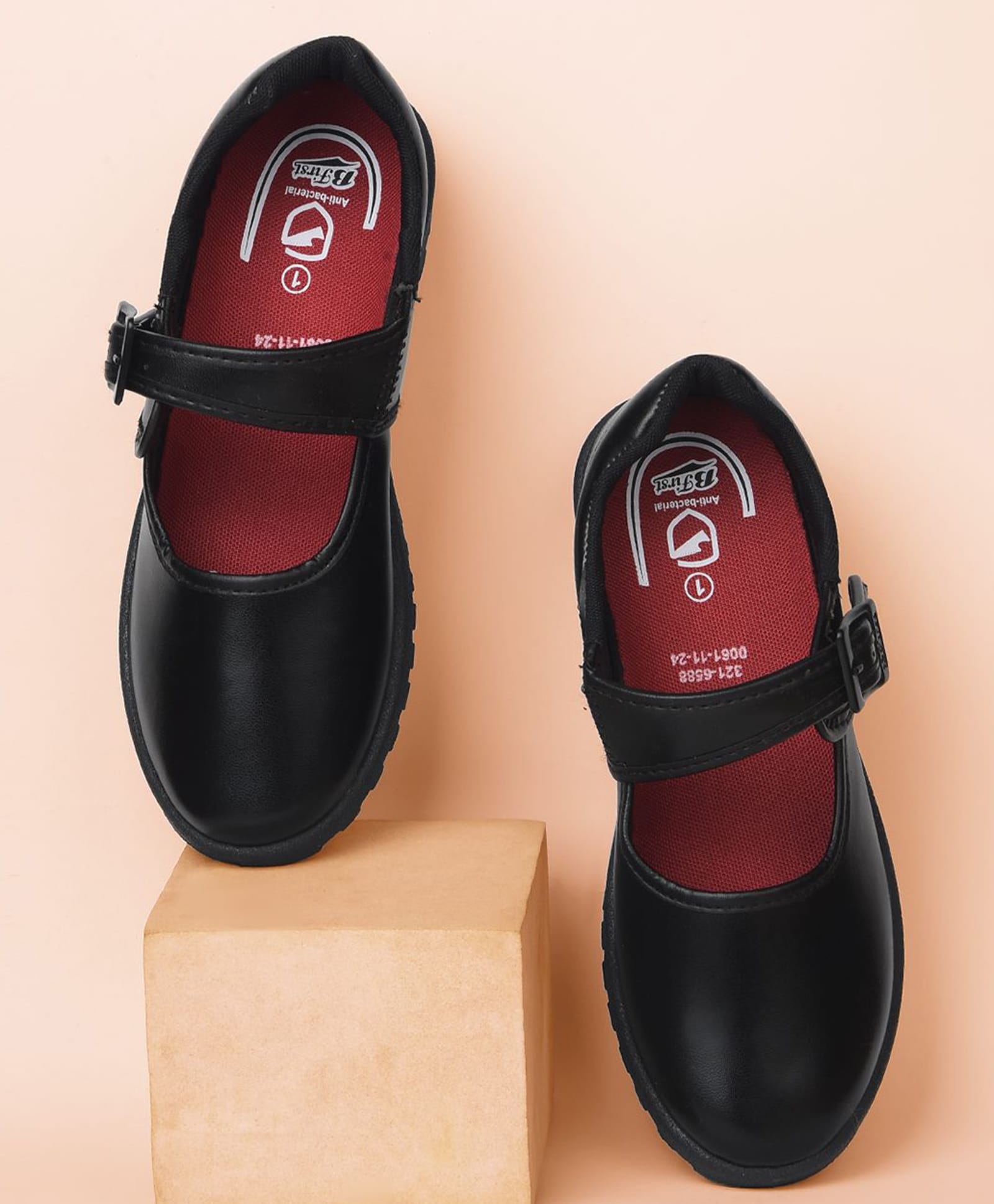 BATA NOVA BALLERINA Solid Colour Velcro Closure Flat School Shoes -Black-picture-28