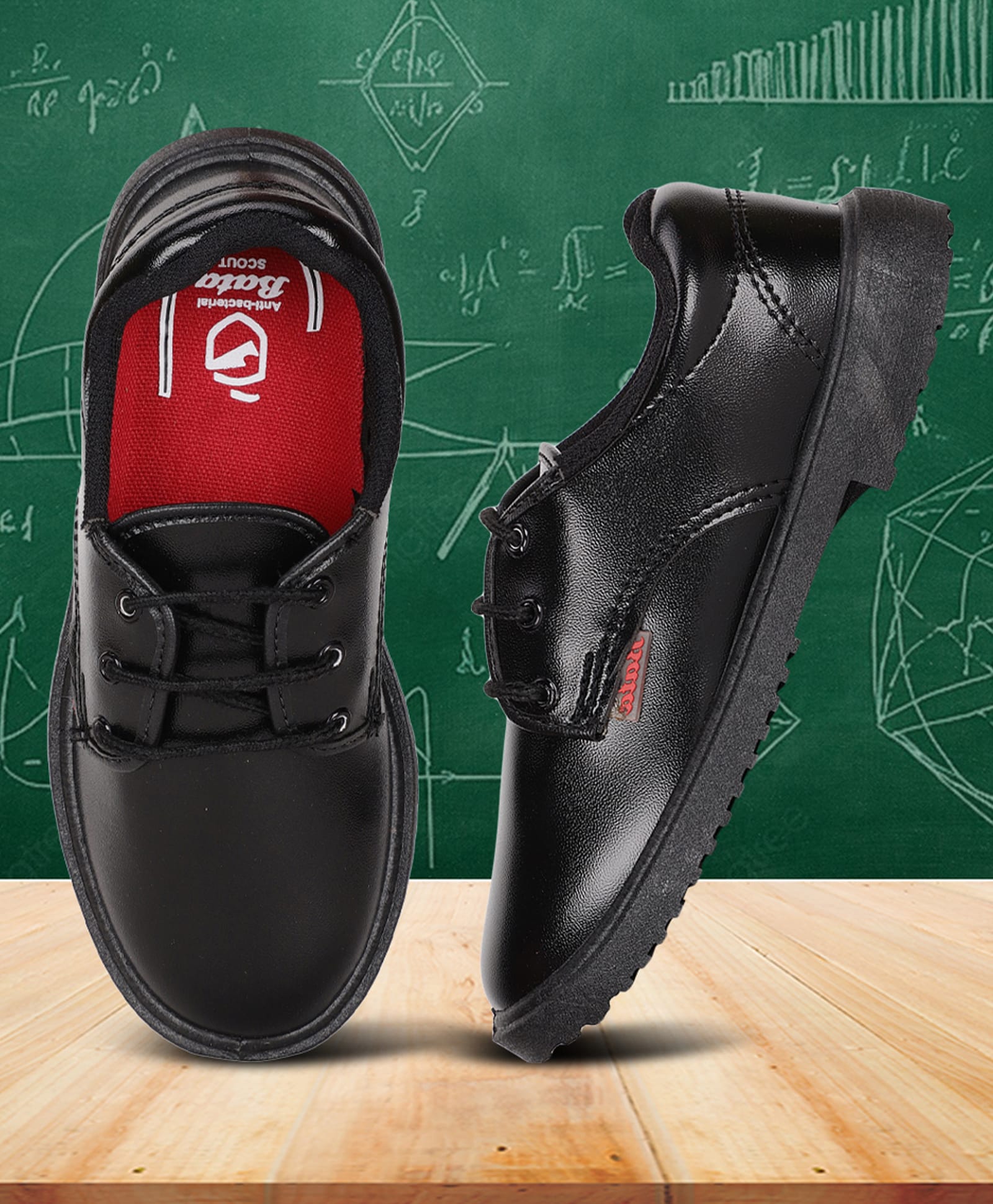 BATA NOVA SCOUT Solid Colour Lace Ups Flat School Shoes -Black-image-45
