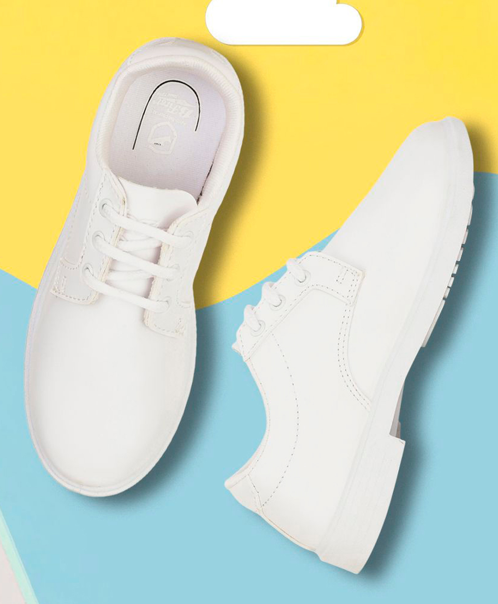 BATA SAMUEL Solid Colour Lace Ups Flat School Shoes -White-image-33