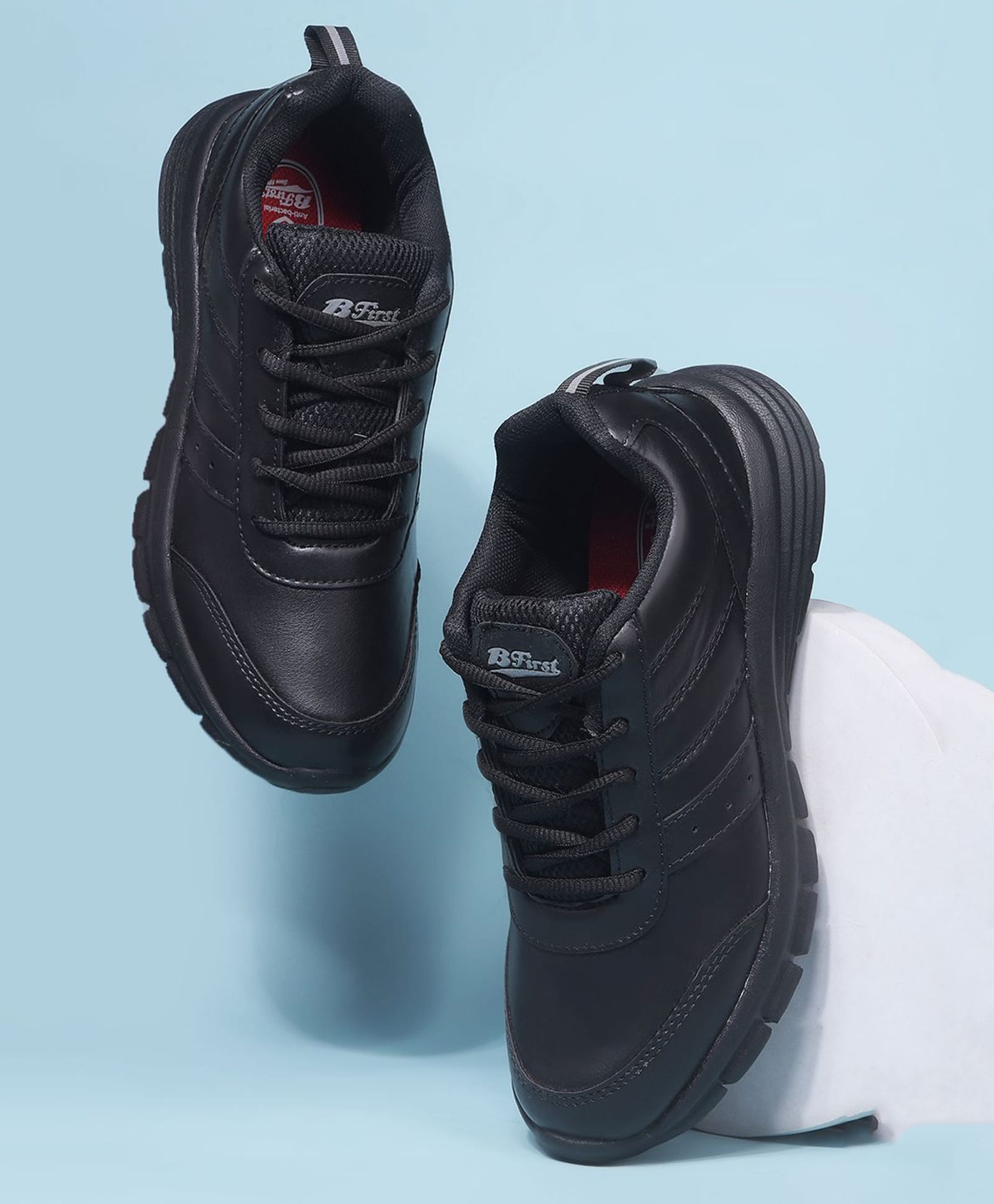 BATA SPEED WITH LACE Solid Colour Lace Ups Flat School Shoes -Black-picture-18
