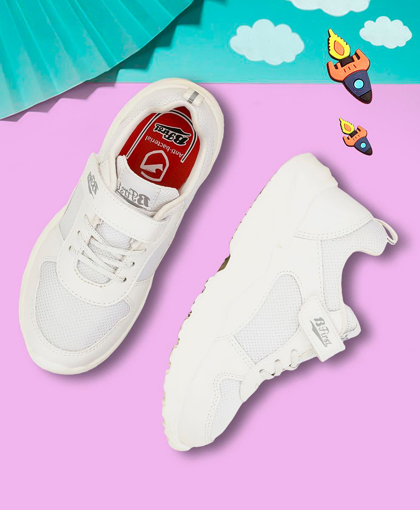 BATA - STARK Solid Colour Lace Ups Flat School Shoes -White-image-29