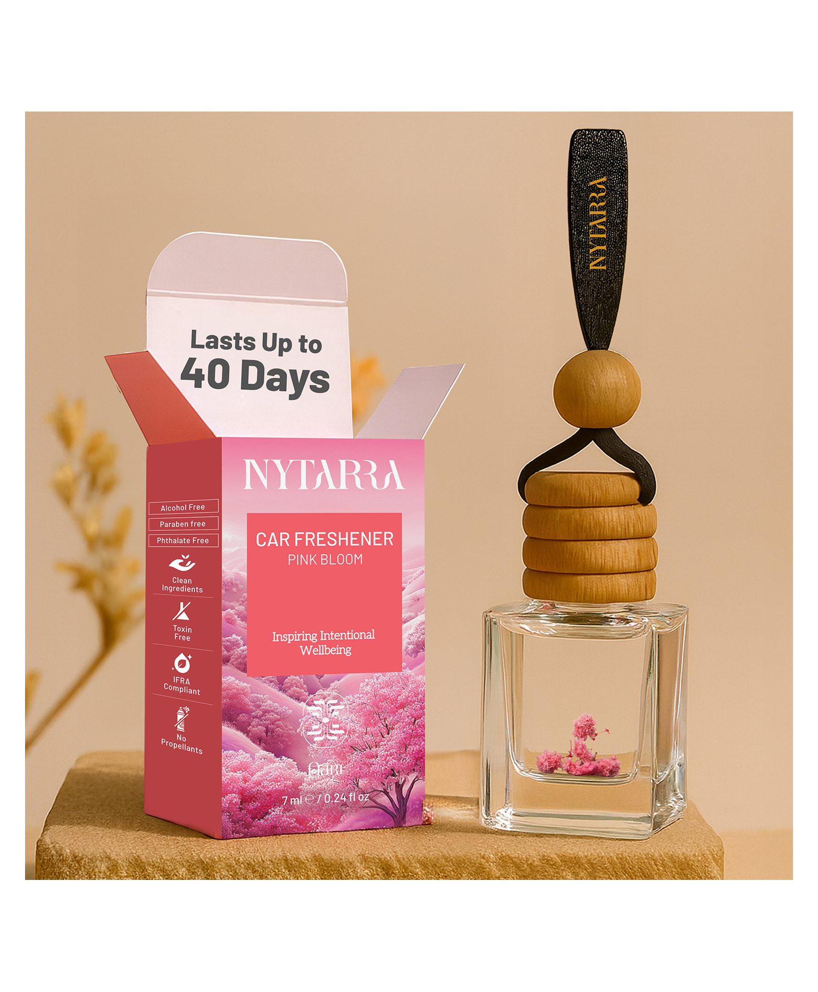 Nytarra Luxury Car Perfume Pink Bloom, No Alcohol & Long Lasting Car Air Freshener, Best Car Fragrance Diffuser, Premium Car Scent Hanging Pod-image-36
